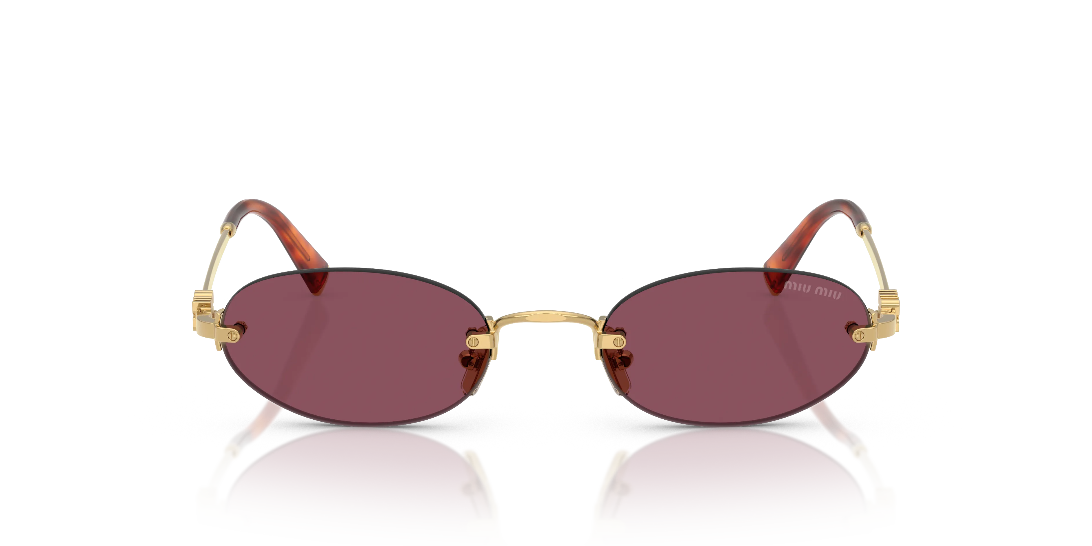 Miu Miu MU A54S 5AK20Y Occhiali da sole Metallo Oro Viola Rotonda Normale - immagine 3