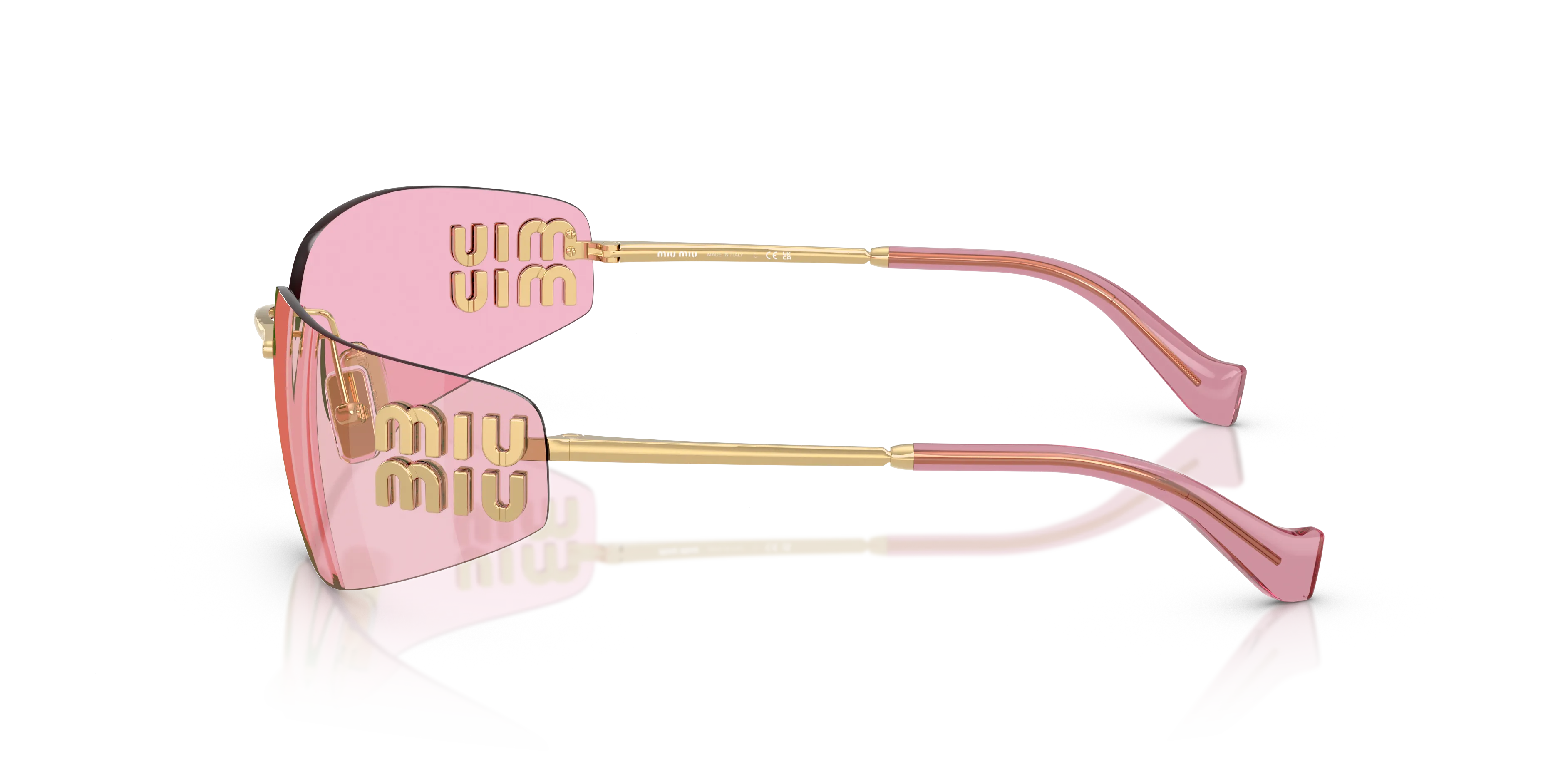 Miu Miu MU A51S 5AK90Y Occhiali da sole Metallo Oro Rosa Squadrata Normale - immagine 4
