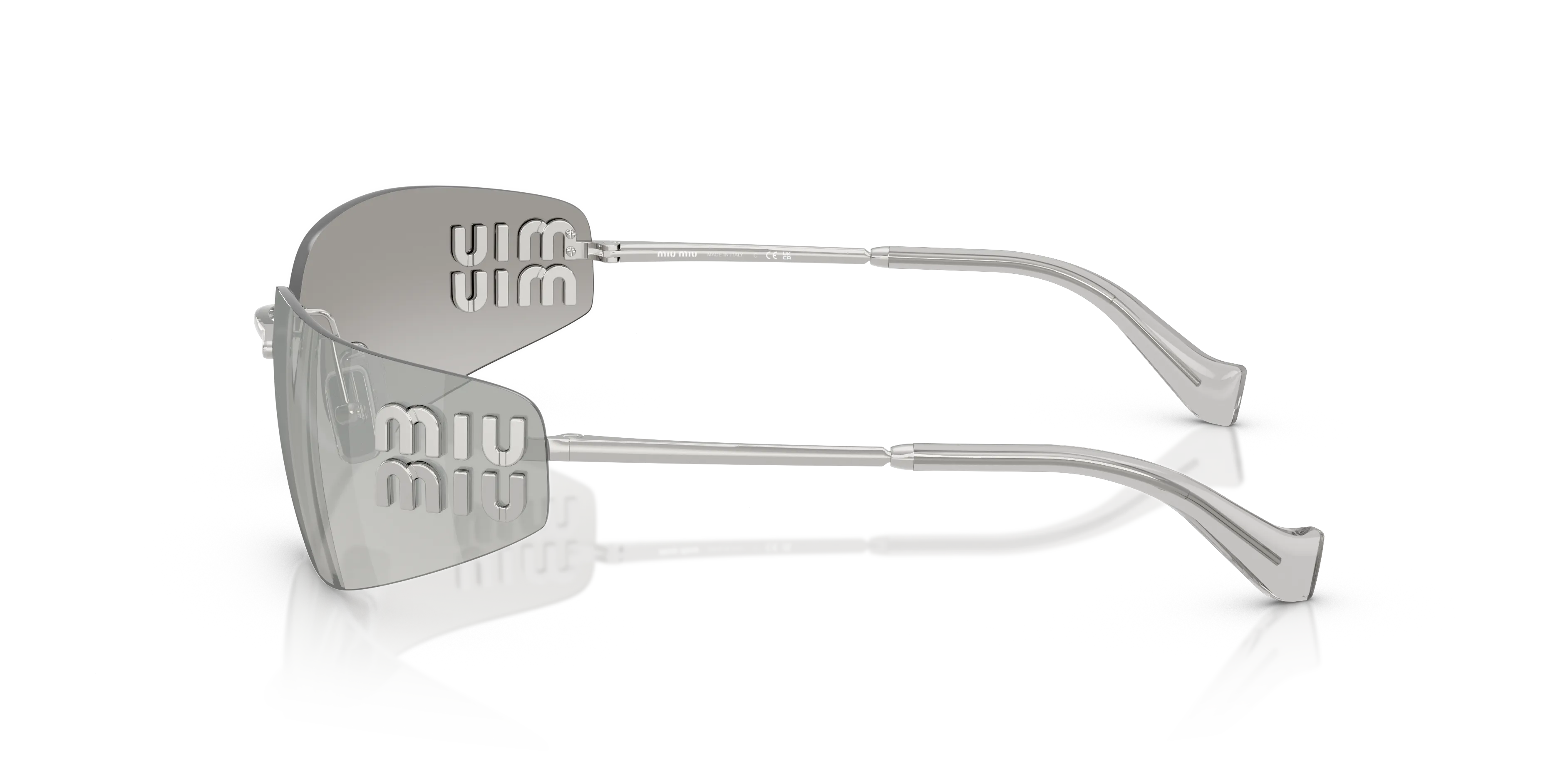 Miu Miu MU A51S 1BC10Y Occhiali da sole Metallo Argento Grigio Squadrata Normale Sfumato - immagine 4