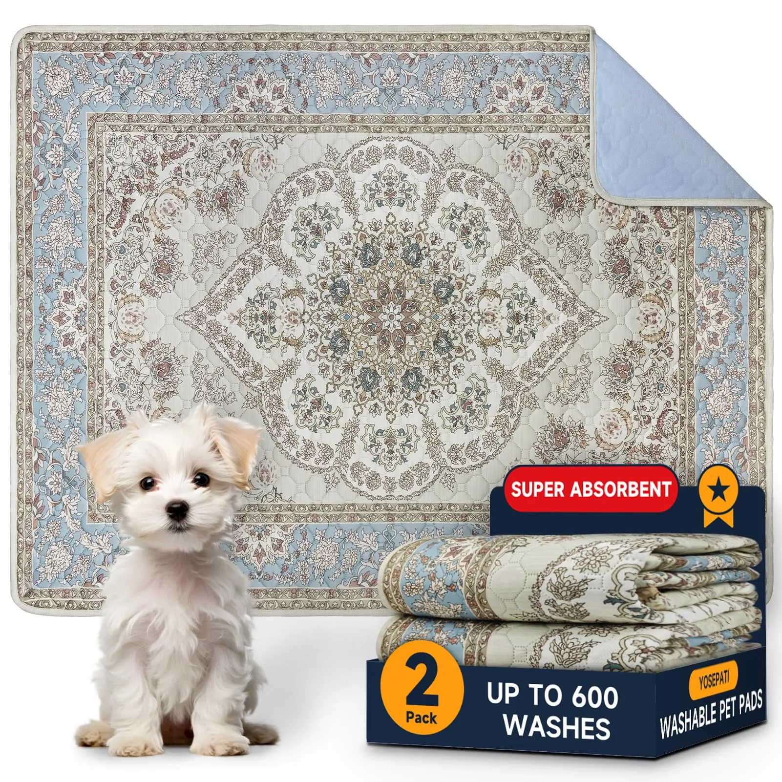 YOSEPATI Tappetini lavabili per cani, 2 tappetini con feromoni, 60x45 cm - immagine 1