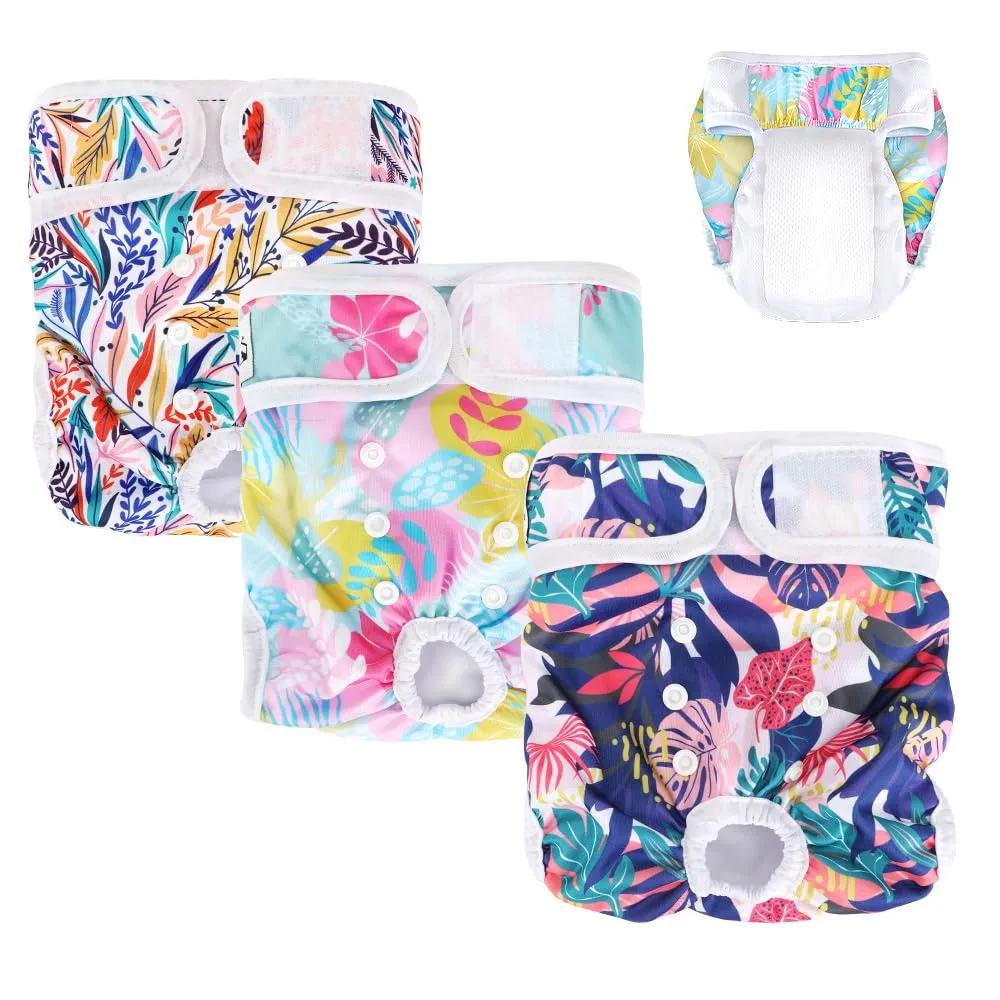 SlowTon Pannolini Riutilizzabili Del Cane Femmina, 3 Pack No Leak Lavabili Dog Period Pantaloni Super assorbenti Pantaloni di Calore Del Cane Comodi Pannolini Sanitari Del Cane con Pulsanti Regolabili - immagine 1