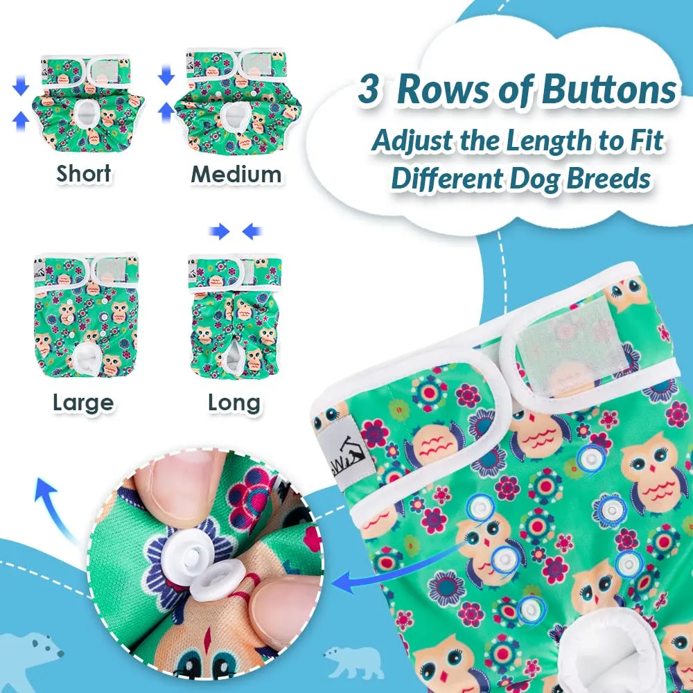 SlowTon Pannolini Riutilizzabili Del Cane Femmina, 3 Pack No Leak Lavabili Dog Period Pantaloni Super assorbenti Pannolini Sanitari Del Cane con Pulsanti Regolabili - immagine 4