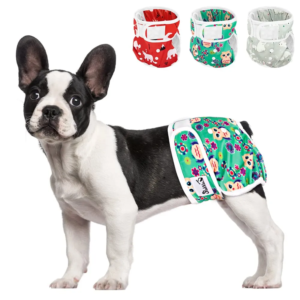 SlowTon Pannolini Riutilizzabili Del Cane Femmina, 3 Pack No Leak Lavabili Dog Period Pantaloni Super assorbenti Pantaloni di Calore Del Cane Comodi Pannolini Sanitari Del Cane con Pulsanti Regolabili - immagine 1