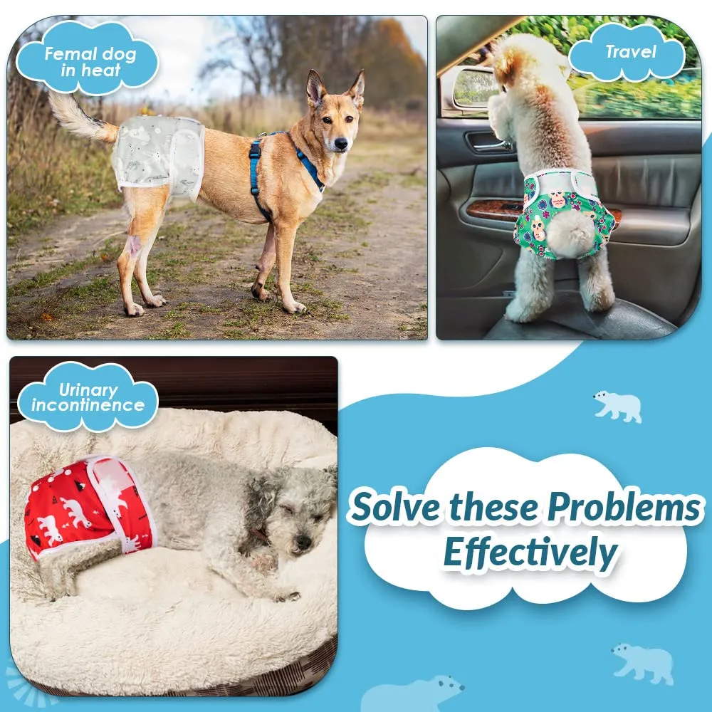 SlowTon Pannolini Riutilizzabili Del Cane Femmina, 3 Pack No Leak Lavabili Dog Period Pantaloni Super assorbenti Pantaloni di Calore Del Cane Comodi Pannolini Sanitari Del Cane con Pulsanti Regolabili - immagine 7