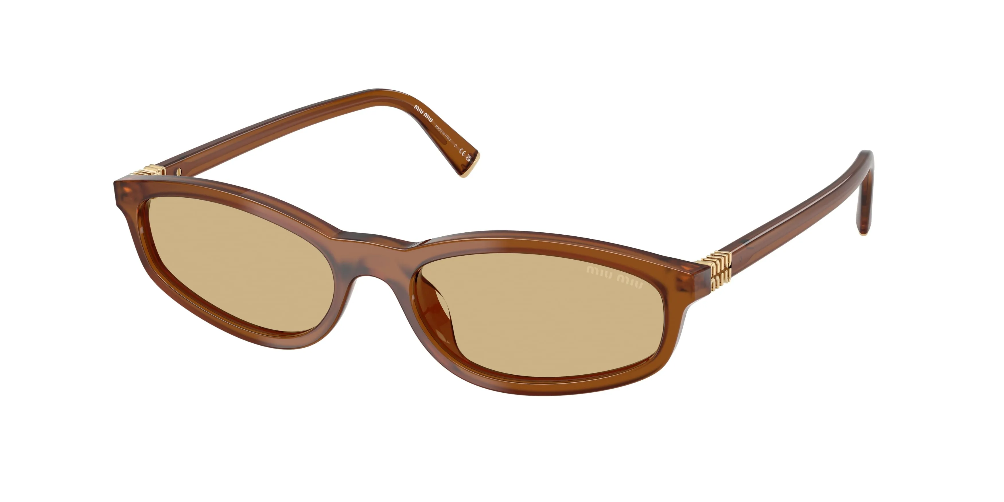 Miu Miu MU A06S 22I10R Occhiali da sole Acetato Marrone Giallo Geometrica Normale - immagine 1