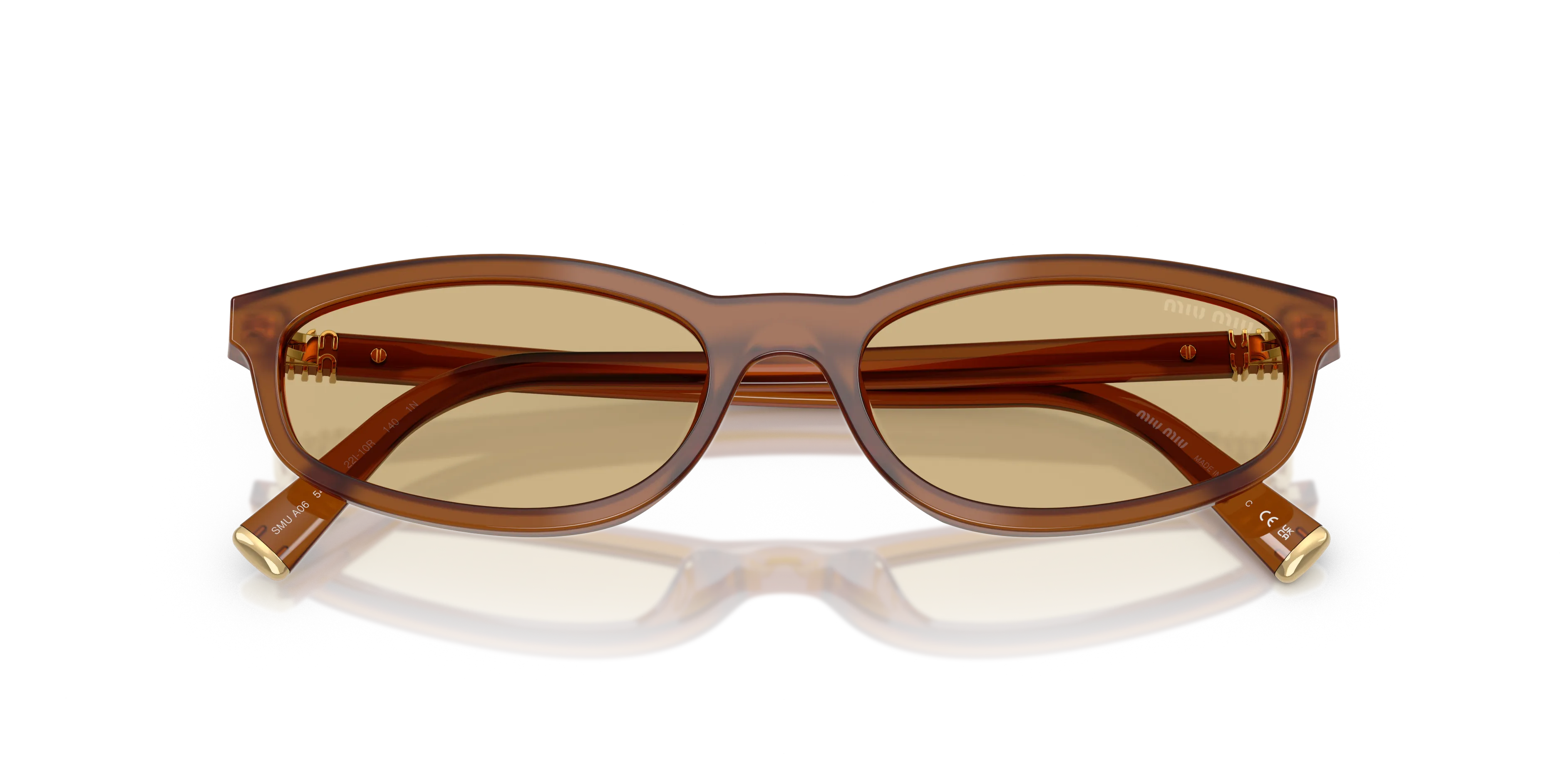 Miu Miu MU A06S 22I10R Occhiali da sole Acetato Marrone Giallo Geometrica Normale - immagine 2
