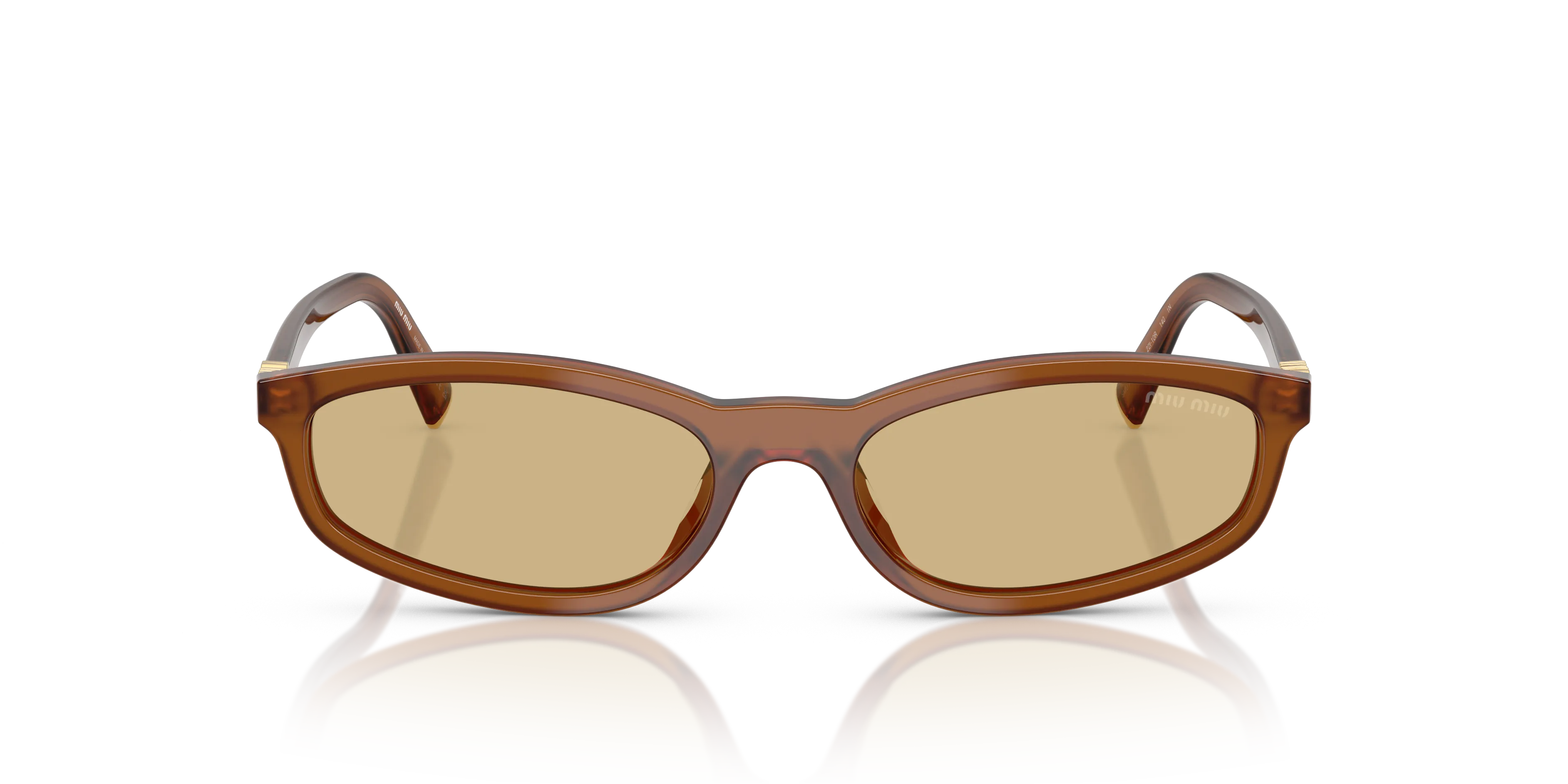 Miu Miu MU A06S 22I10R Occhiali da sole Acetato Marrone Giallo Geometrica Normale - immagine 3