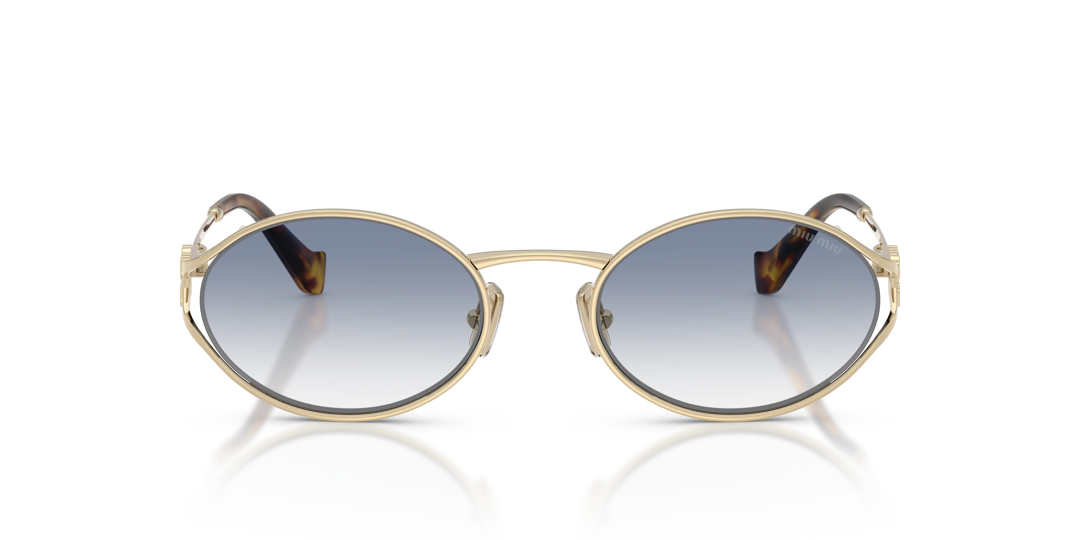 Miu Miu MU 52YS ZVN80O Occhiali da sole Metallo Oro Blu Rotonda Normale Sfumato - immagine 3