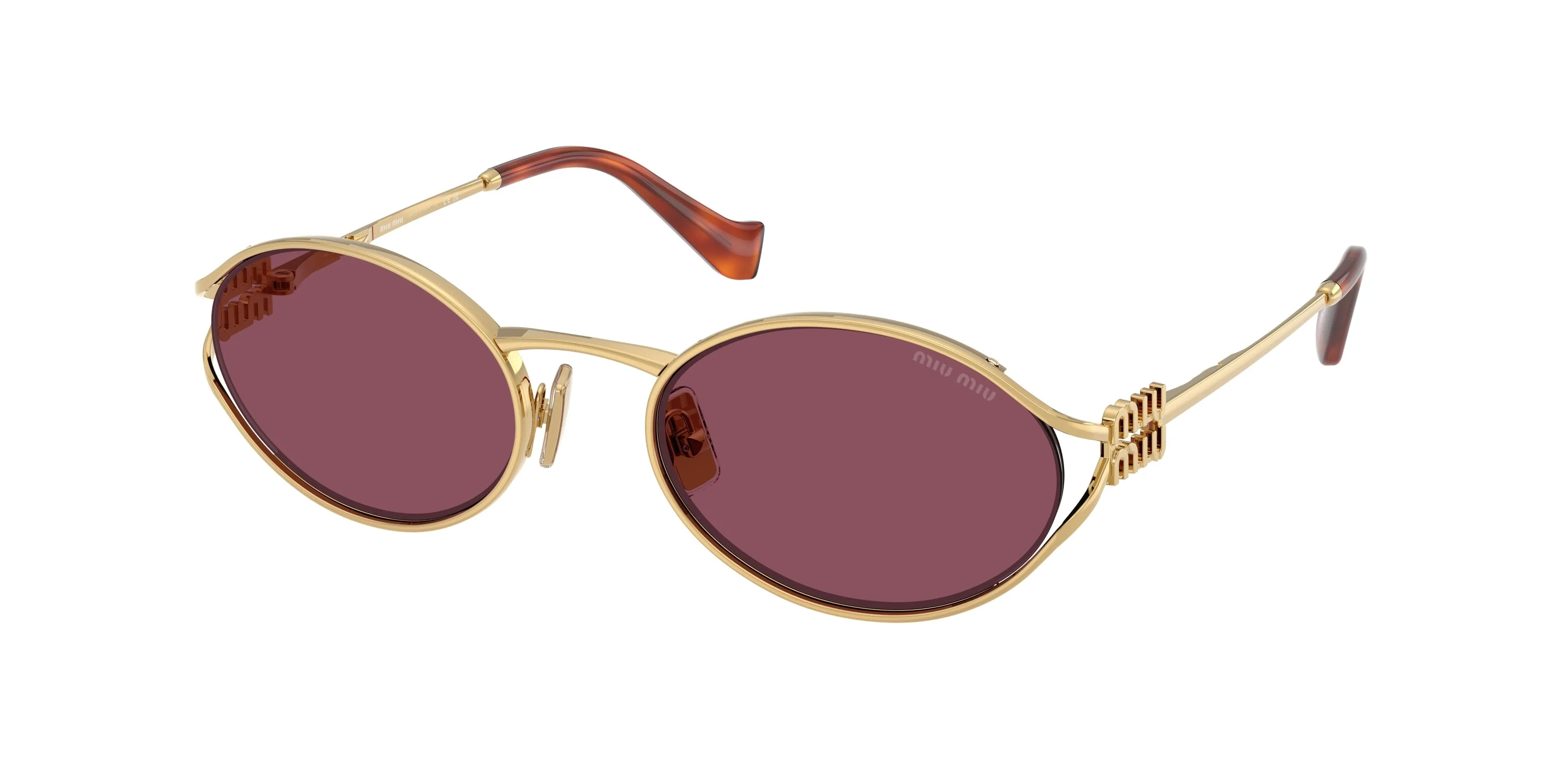 Miu Miu MU 52YS 5AK20Y Occhiali da sole Metallo Oro Viola Rotonda Normale - immagine 1