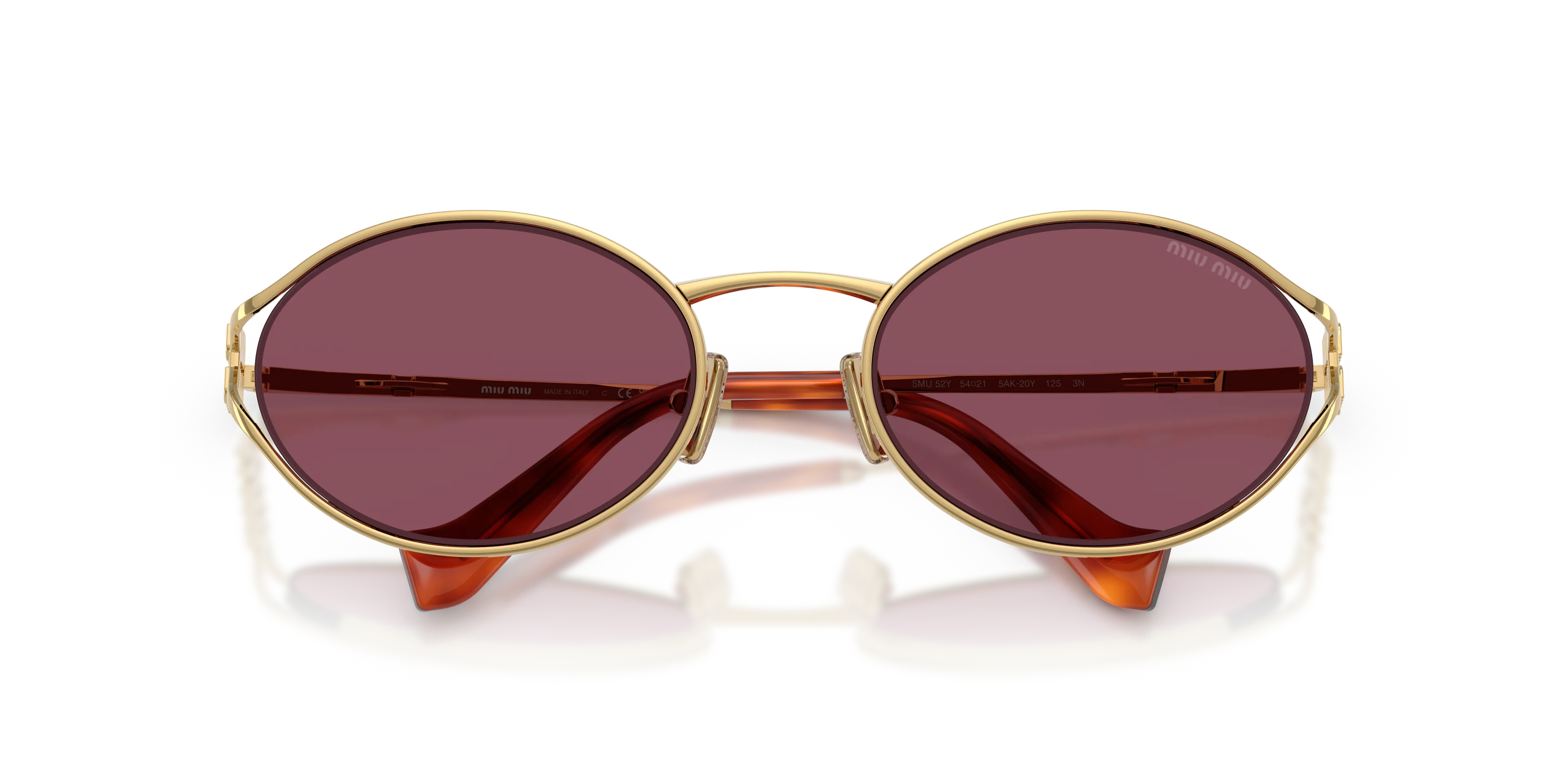 Miu Miu MU 52YS 5AK20Y Occhiali da sole Metallo Oro Viola Rotonda Normale - immagine 2