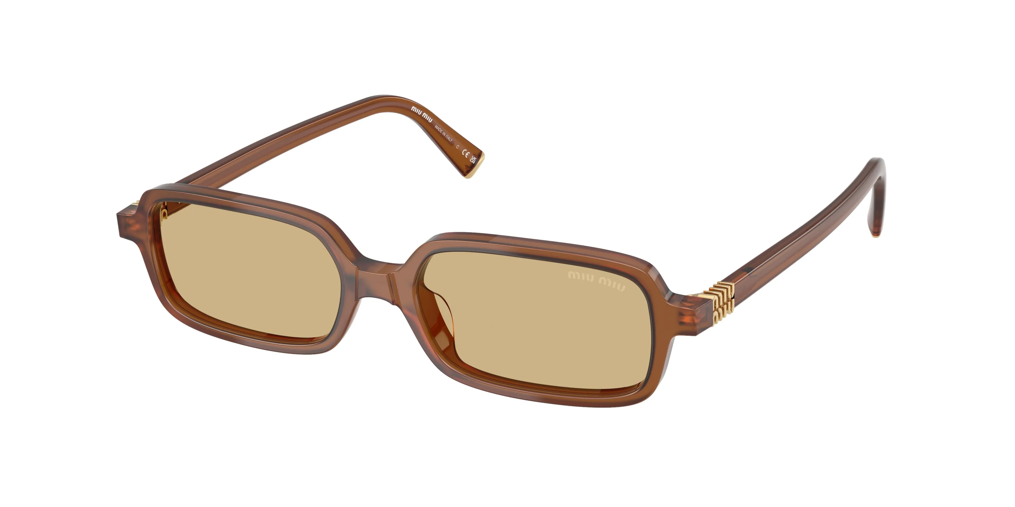 Miu Miu MU 11ZS 22I10R Occhiali da sole Acetato Marrone Giallo Squadrata Normale - immagine 1