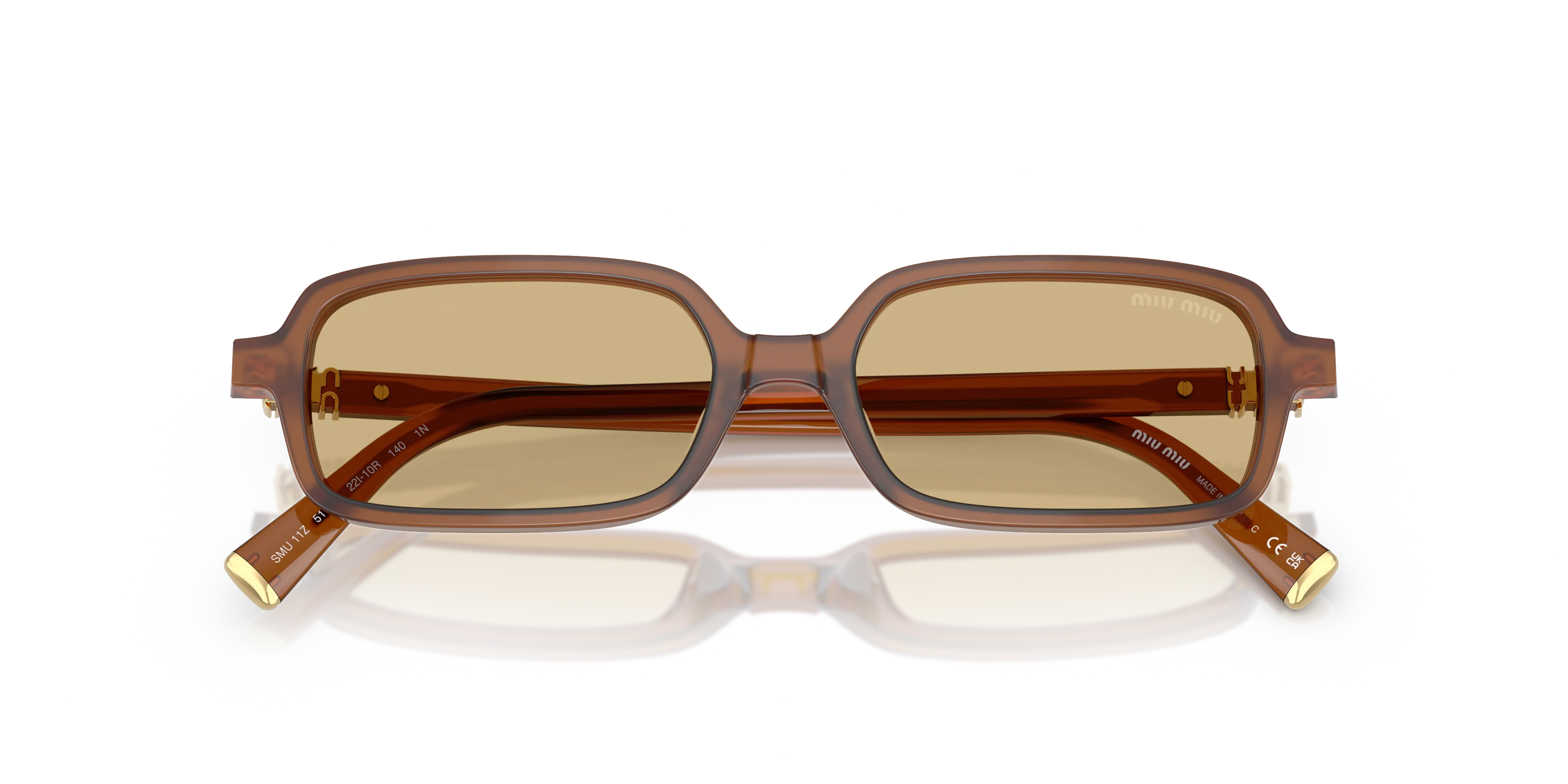 Miu Miu MU 11ZS 22I10R Occhiali da sole Acetato Marrone Giallo Squadrata Normale - immagine 2