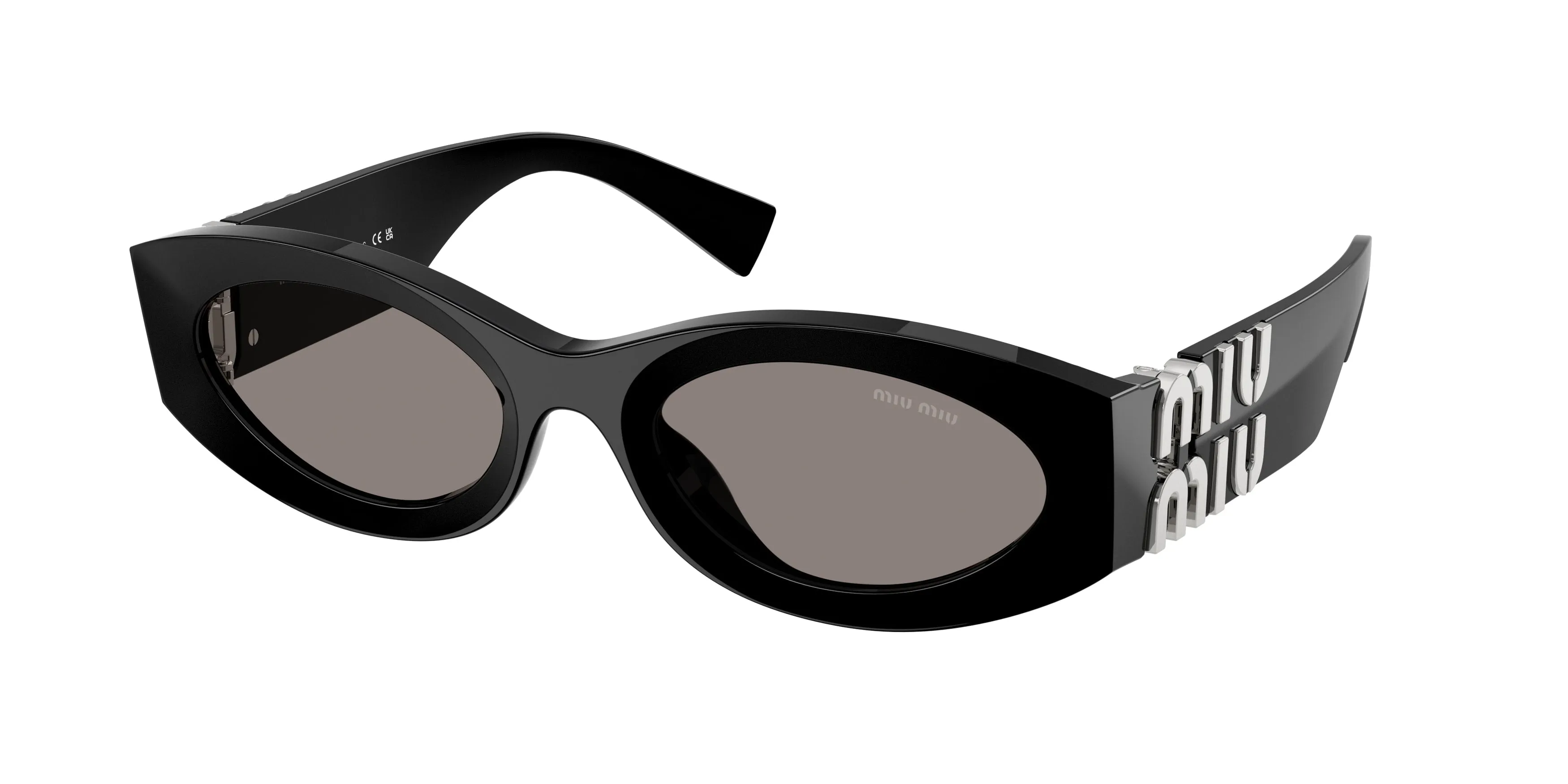 Miu Miu MU 11WS 0MU 11WS 16K80Q Occhiali da sole Acetato Nero Grigio Rotonda Normale - immagine 1