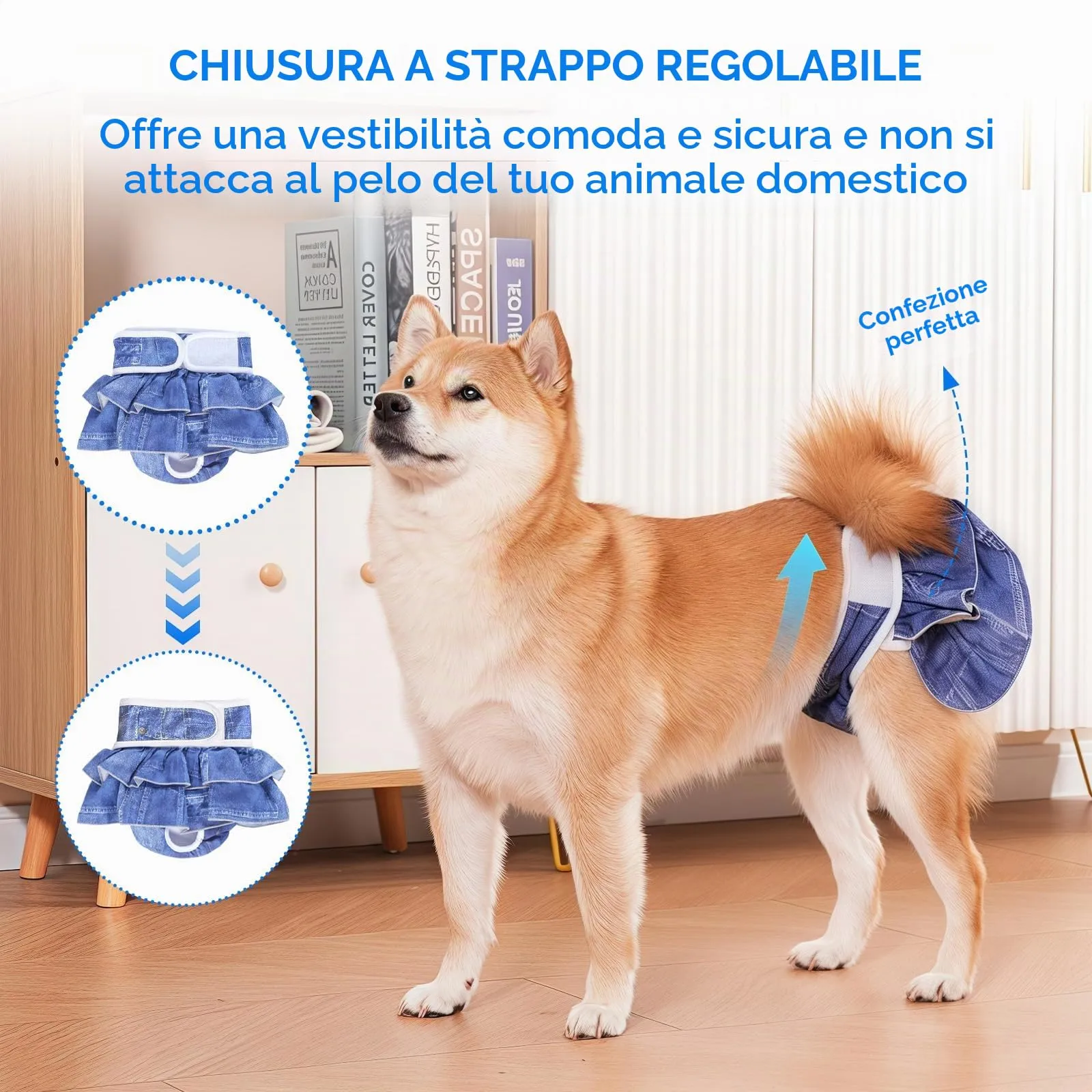 AMFUN 3 Pezzi Pannolini per Cani Cane Femmina Lavabili, Pannolini Cane Femmina Regolabile, Mutande Igieniche Animali Lavabili, Riutilizzabili, Altamente Assorbenti (L) - immagine 2