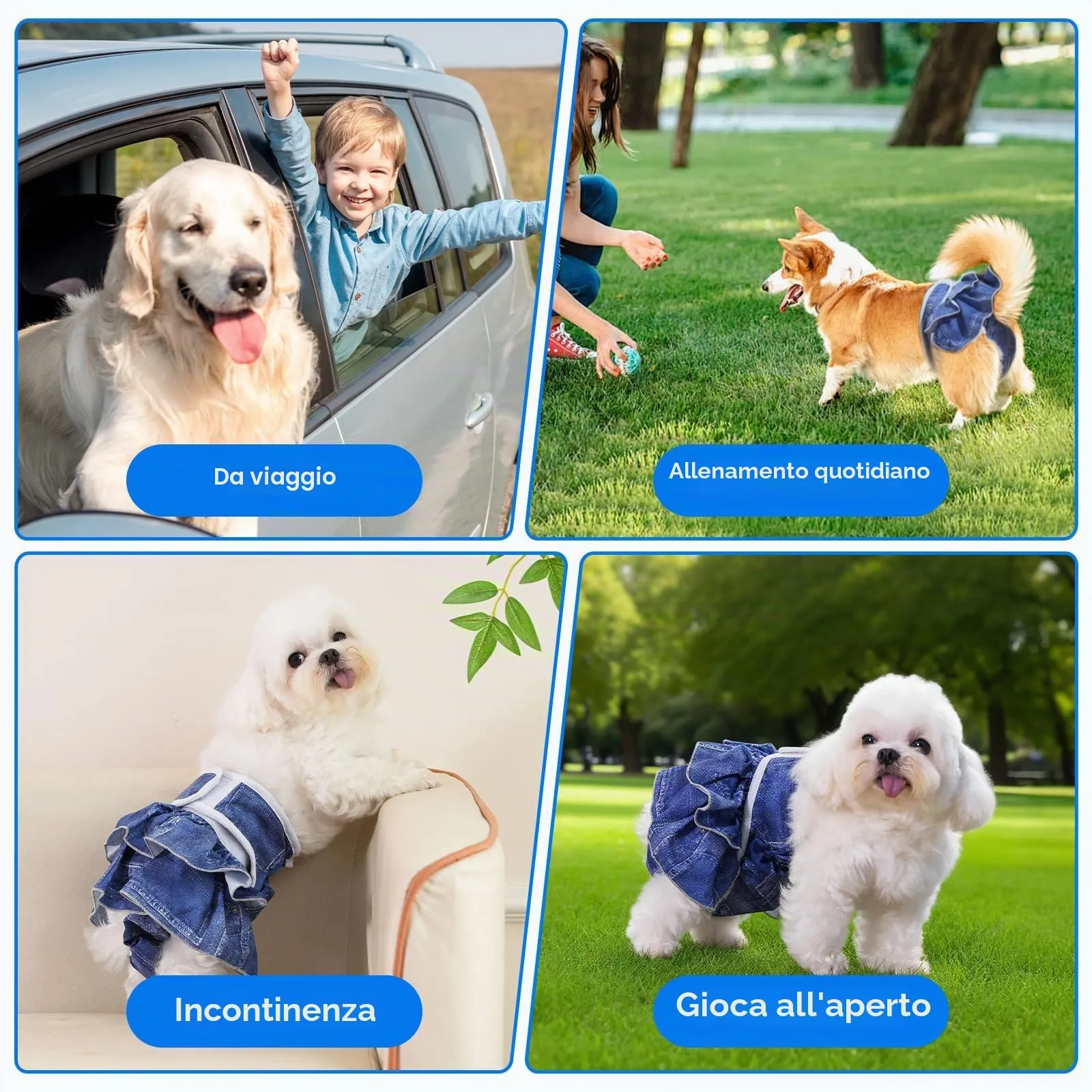 AMFUN 3 Pezzi Pannolini per Cani Cane Femmina Lavabili, Pannolini Cane Femmina Regolabile, Mutande Igieniche Animali Lavabili, Riutilizzabili, Altamente Assorbenti (L) - immagine 7