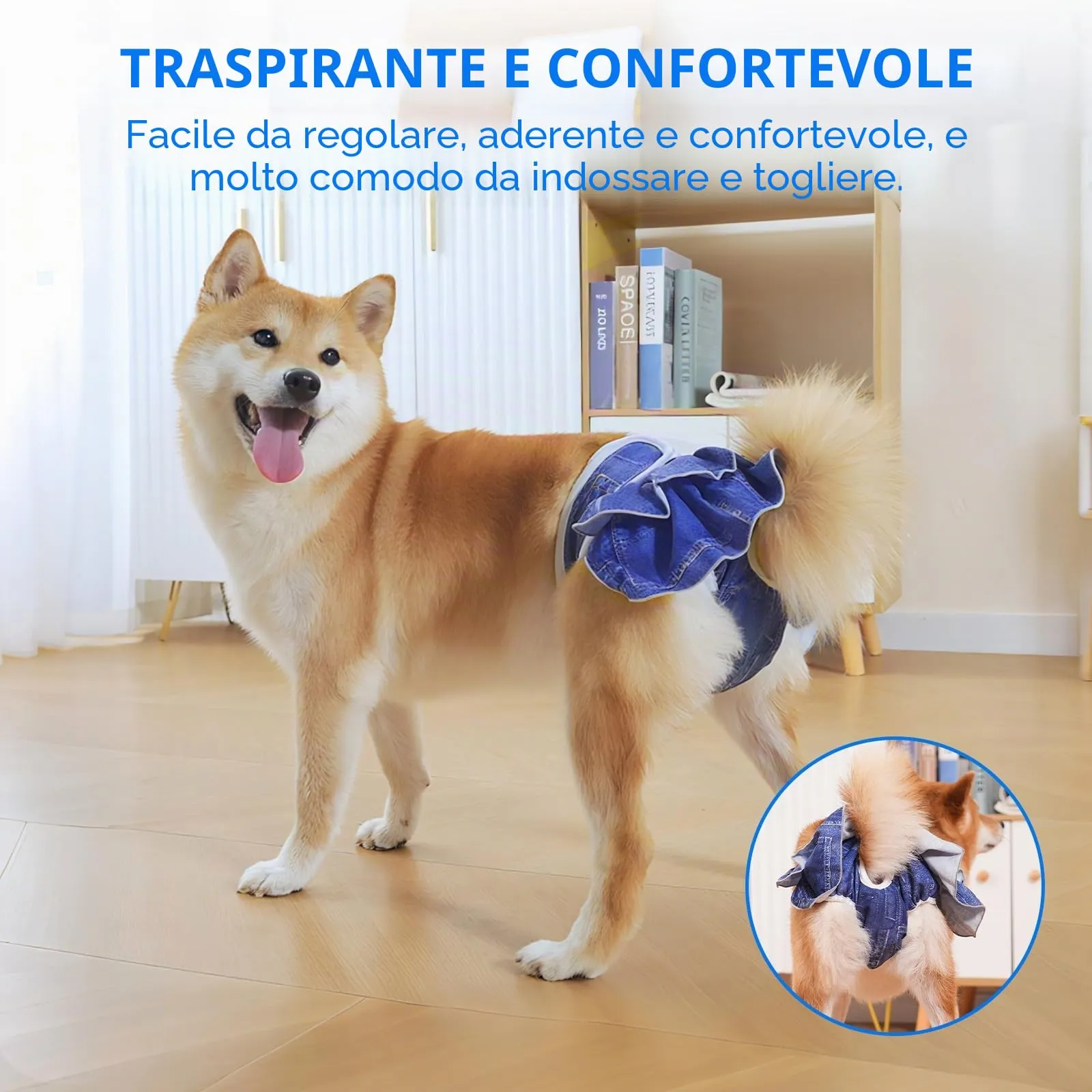 AMFUN 3 Pezzi Pannolini per Cani Cane Femmina Lavabili, Pannolini Cane Femmina Regolabile, Mutande Igieniche Animali Lavabili, Riutilizzabili, Altamente Assorbenti (M) - immagine 3