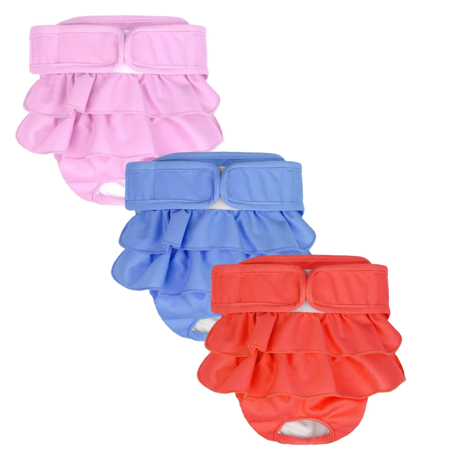 AMFUN 3 Pezzi Pannolini per Cani Cane Femmina Lavabili, Pannolini Cane Femmina Regolabile, Mutande Igieniche Animali Lavabili, Riutilizzabili, Altamente Assorbenti (M) - immagine 1