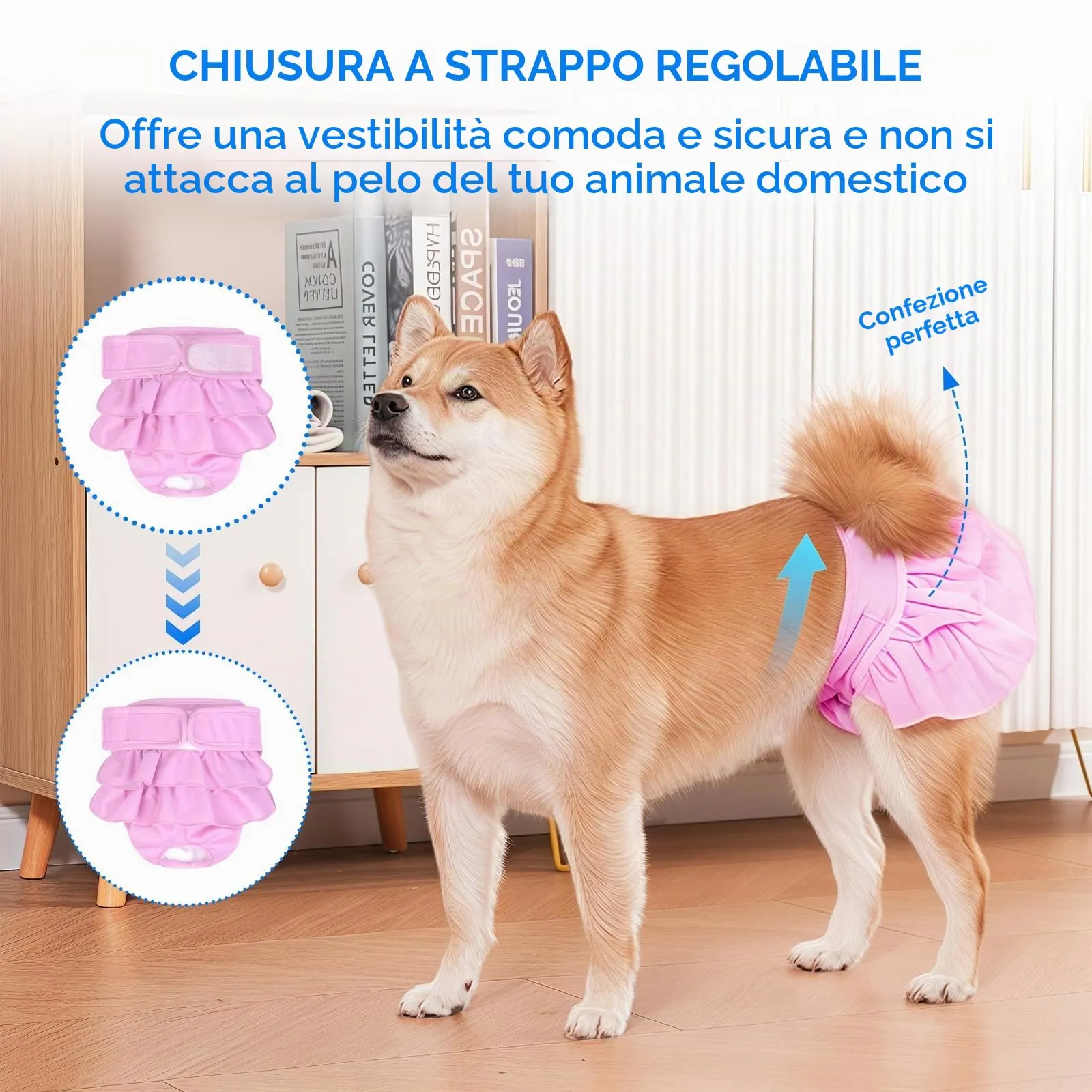 AMFUN 3 Pezzi Pannolini per Cani Cane Femmina Lavabili, Pannolini Cane Femmina Regolabile, Mutande Igieniche Animali Lavabili, Riutilizzabili, Altamente Assorbenti (M) - immagine 3