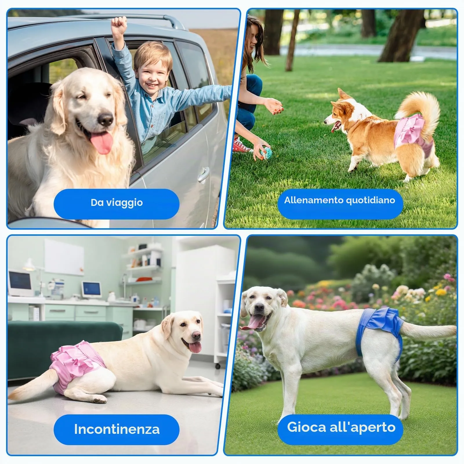 AMFUN 3 Pezzi Pannolini per Cani Cane Femmina Lavabili, Pannolini Cane Femmina Regolabile, Mutande Igieniche Animali Lavabili, Riutilizzabili, Altamente Assorbenti (M) - immagine 9