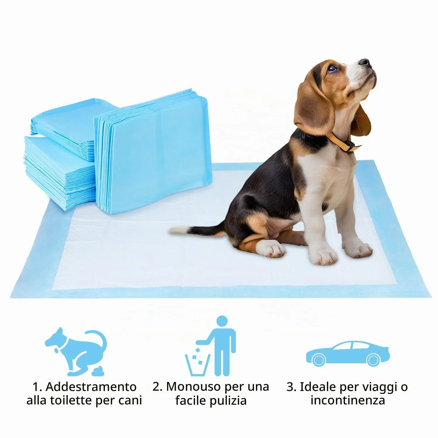 QWORK® 50 Pezzi Tappetini Igienici per Cani Monouso, 55 x 85cm Tappetino Cane, 6 Strati Tappetini per Pipì Altamente Assorbenti, per Cuccioli, Animali di Piccola Taglia - immagine 2