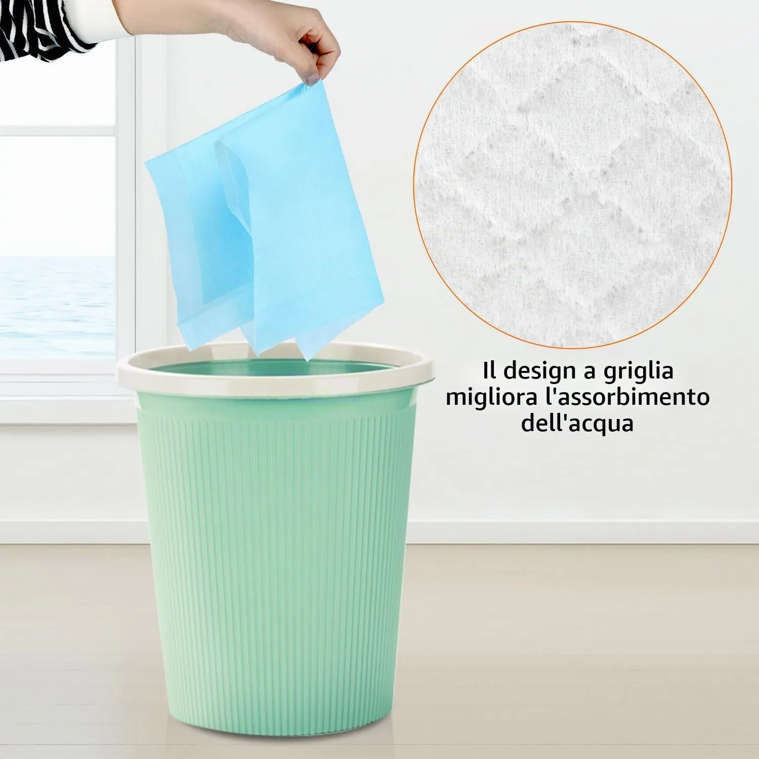 QWORK® 50 Pezzi Tappetini Igienici per Cani Monouso, 55 x 85cm Tappetino Cane, 6 Strati Tappetini per Pipì Altamente Assorbenti, per Cuccioli, Animali di Piccola Taglia - immagine 5