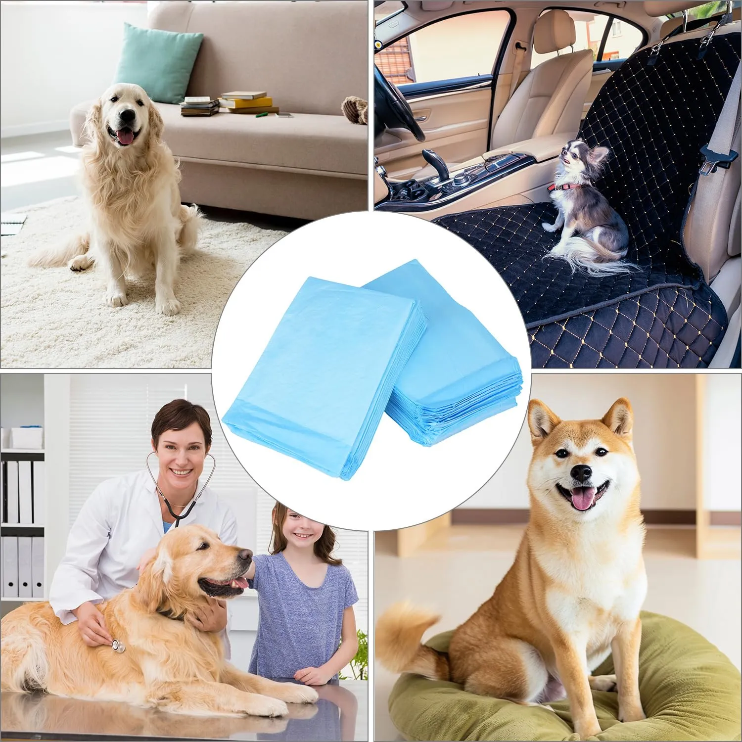 QWORK® 50 Pezzi Tappetini Igienici per Cani Monouso, 55 x 85cm Tappetino Cane, 6 Strati Tappetini per Pipì Altamente Assorbenti, per Cuccioli, Animali di Piccola Taglia - immagine 7