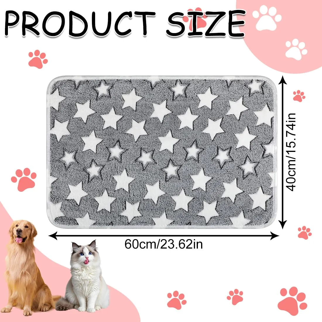 Confezione da 3 coperte lavabili per cani e gatti, morbide e resistenti, morbide e calde, in flanella, taglia M, adatte a cani di piccola e media taglia (rosa, blu e nero). - immagine 2
