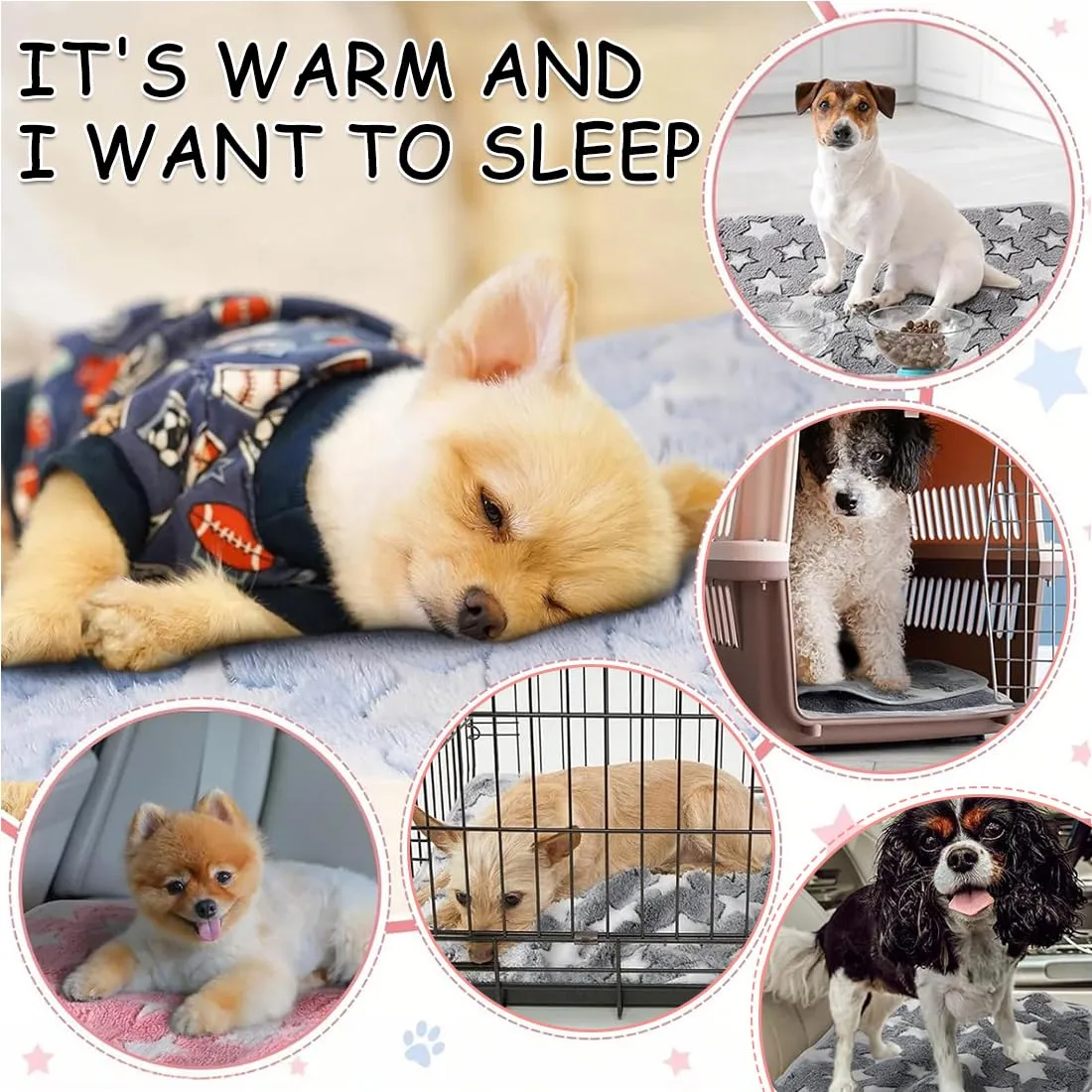 Confezione da 3 coperte lavabili per cani e gatti, morbide e resistenti, morbide e calde, in flanella, taglia M, adatte a cani di piccola e media taglia (rosa, blu e nero). - immagine 6
