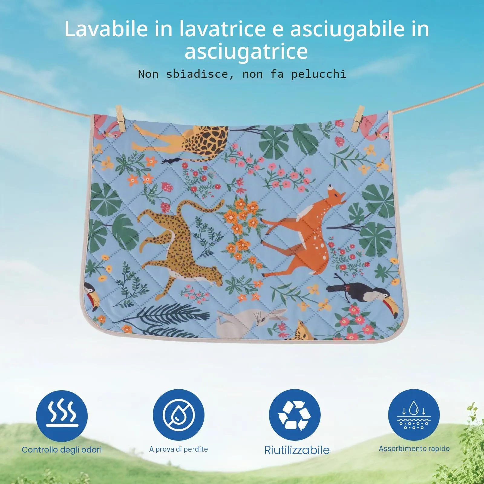 IEUUMLER 2 Pezzi Tappetini Lavabili igienici per Cani, Asciugatura Rapida Tappetino per Addestramento del Cane Riutilizzabile per Gatti, Cani, Conigli, Porcellini d'India EU013 - immagine 4