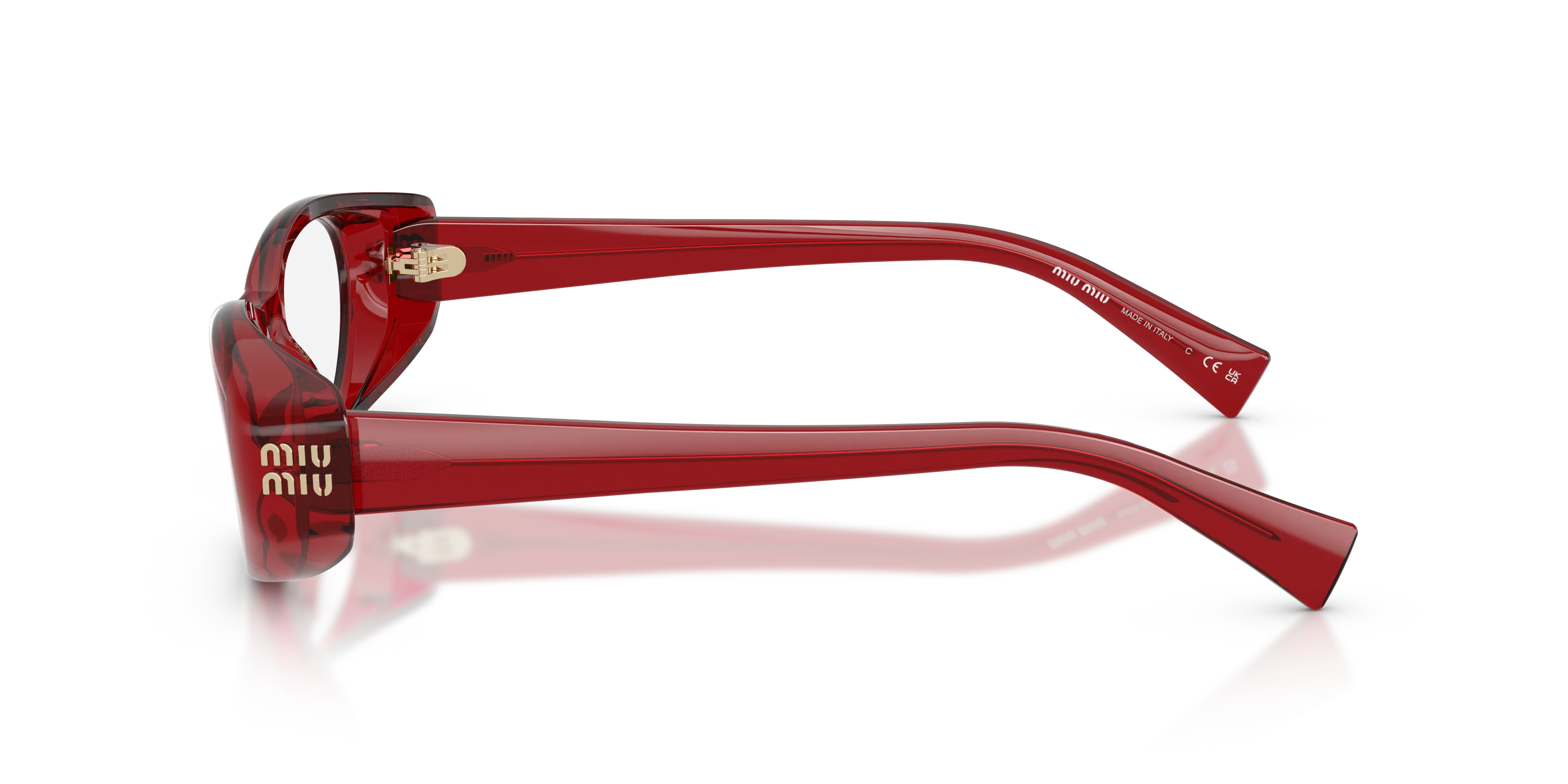 Miu Miu MU 03ZV 25M1O1 Montature da vista Acetato Rosso Trasparente Rotonda Normale - immagine 4