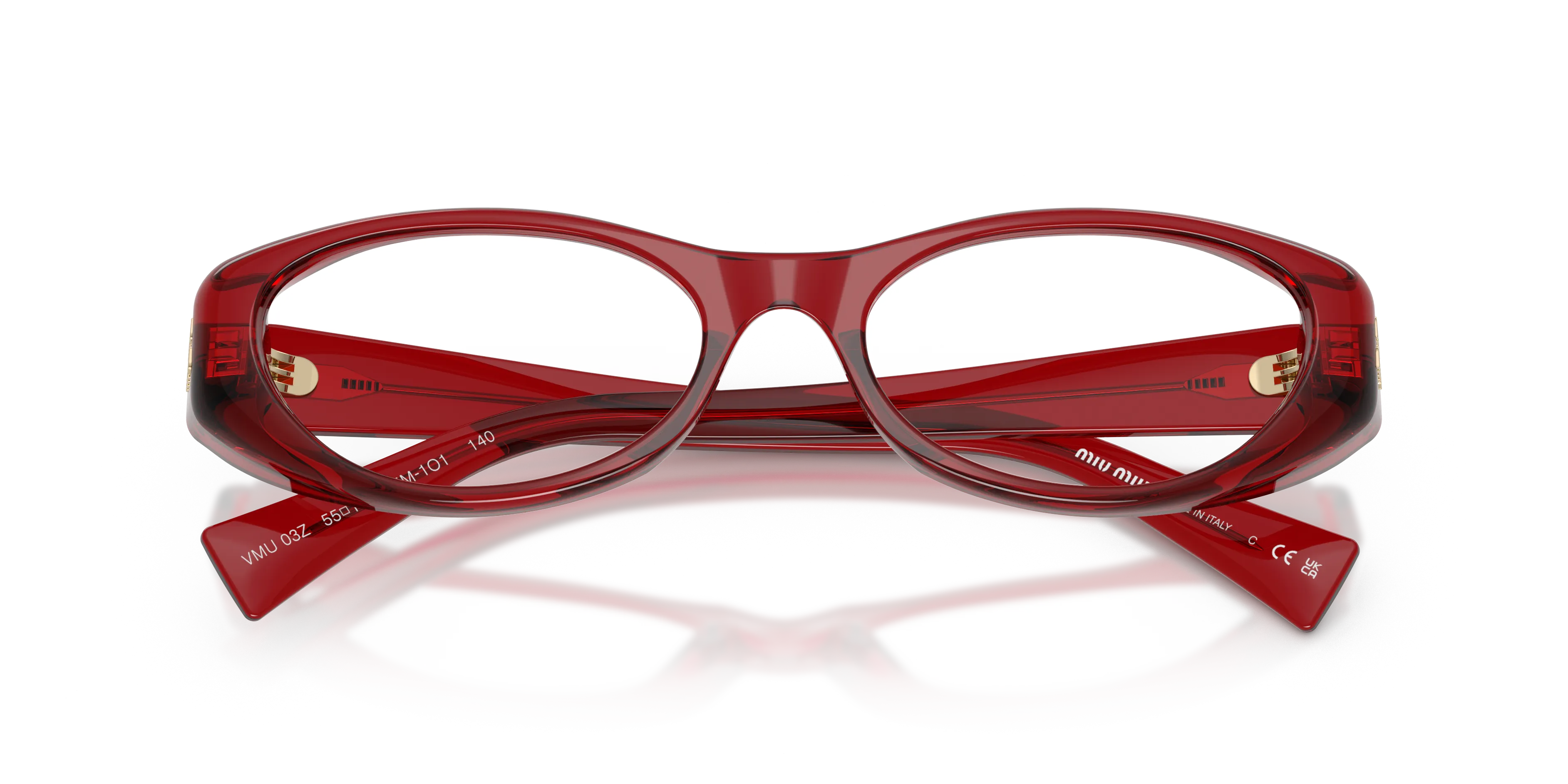 Miu Miu MU 03ZV 25M1O1 Montature da vista Acetato Rosso Trasparente Rotonda Normale - immagine 2
