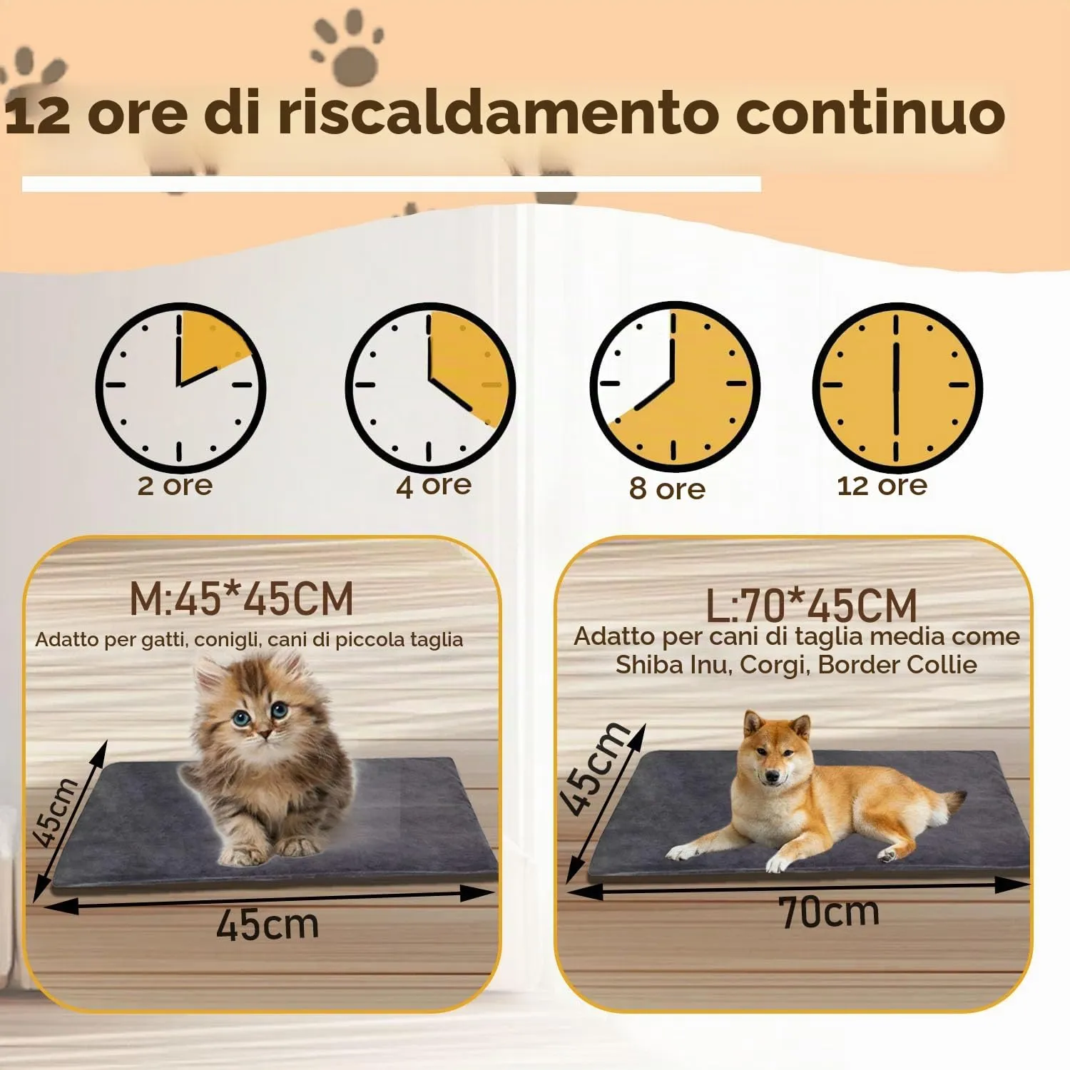 FFTANXS Coperta Termica per Cani e Gatti,Coperta Riscaldante Elettrica Animale con 9 Livelli Temperatura e 12 Marce Regolabile Timer, Lavabile, Morbida per Neonati/Cuccioli(L,45 * 70cm) - immagine 5