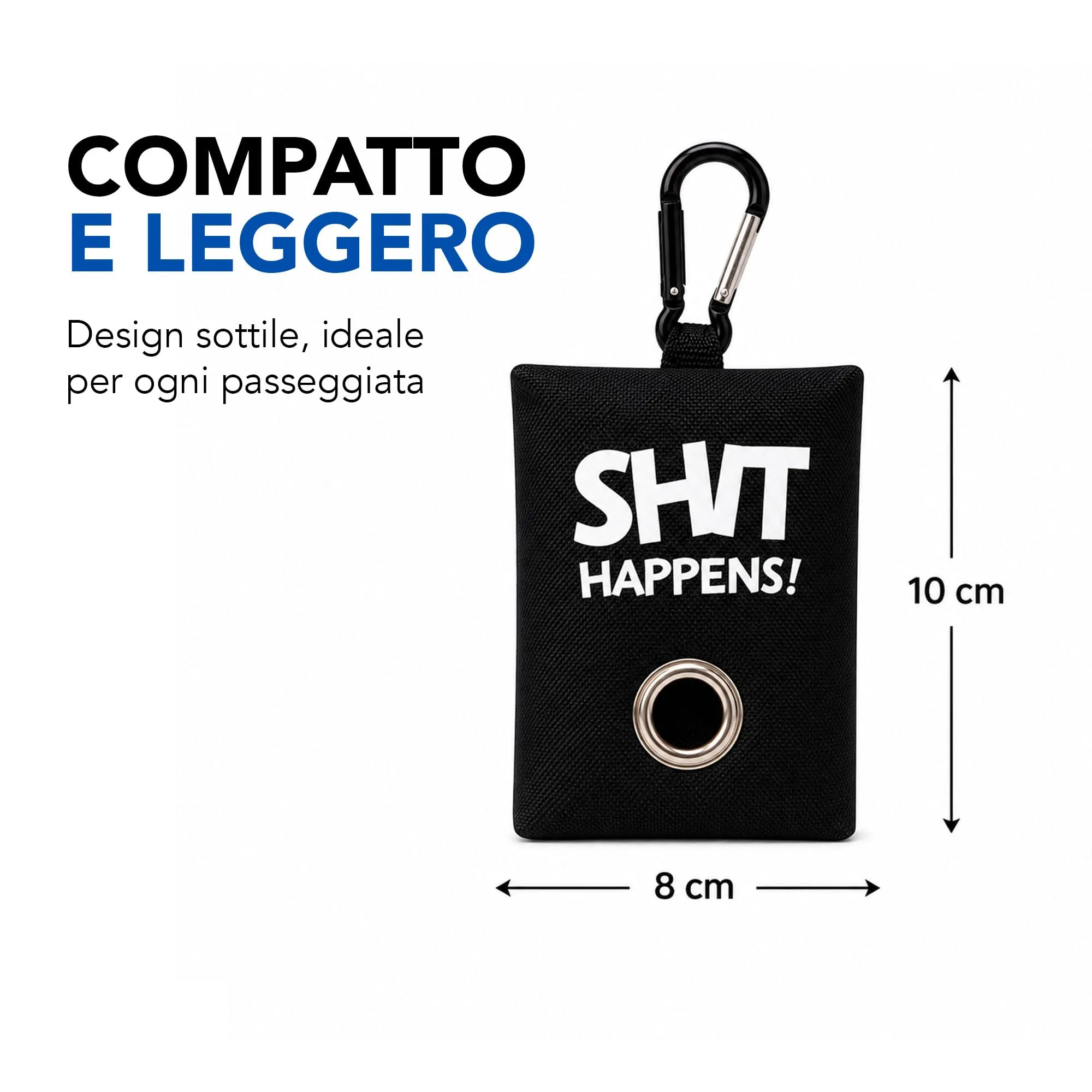 Portabustine feci cane, Dispenser per Sacchetti di Rifiuti per cani, per Guinzaglio, Porta Sacchetti per Rifiuti per Cani, con Clip in Metallo porta sacchetti cane da guinzaglio (Nero) - immagine 3