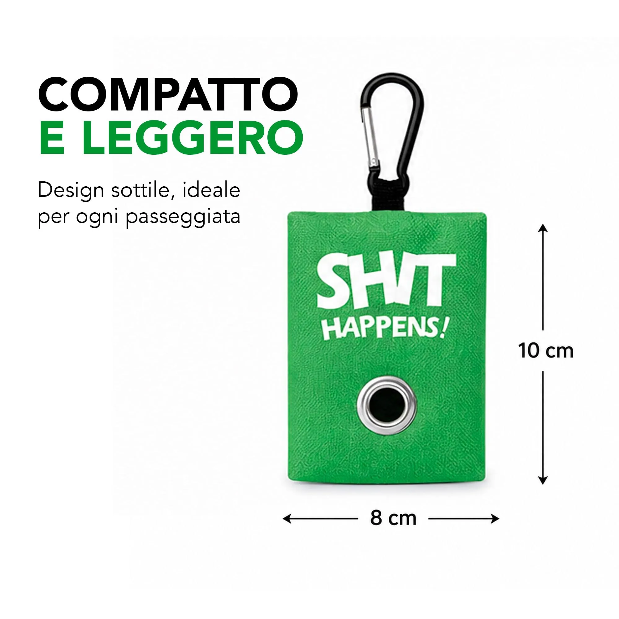 Portabustine feci cane, Dispenser per Sacchetti di Rifiuti per cani, per Guinzaglio, Porta Sacchetti per Rifiuti per Cani, con Clip in Metallo porta sacchetti cane da guinzaglio (Verde) - immagine 3
