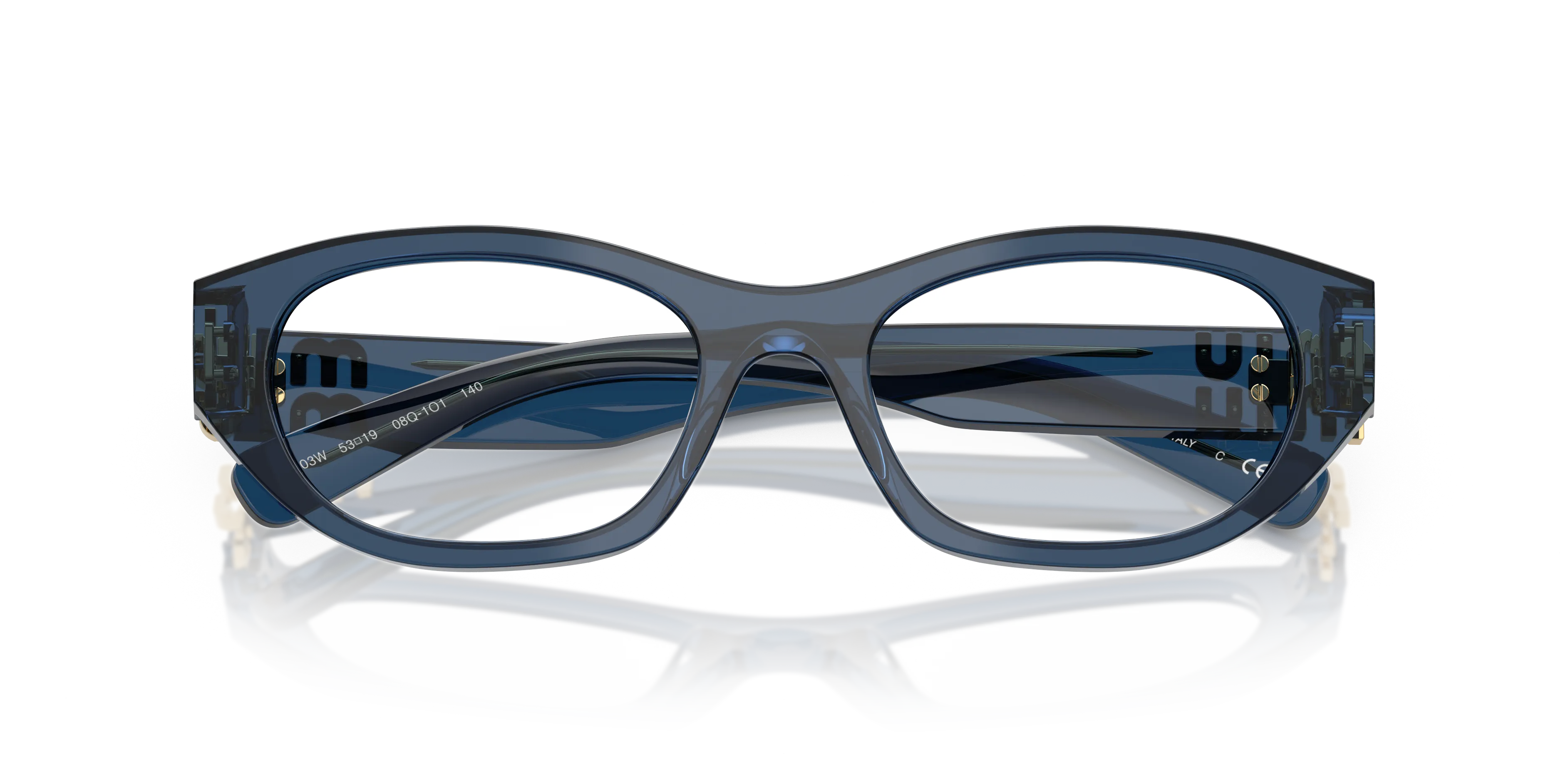 Miu Miu MU 03WV 08Q1O1 Montature da vista Acetato Blu Trasparente Geometrica Normale - immagine 2