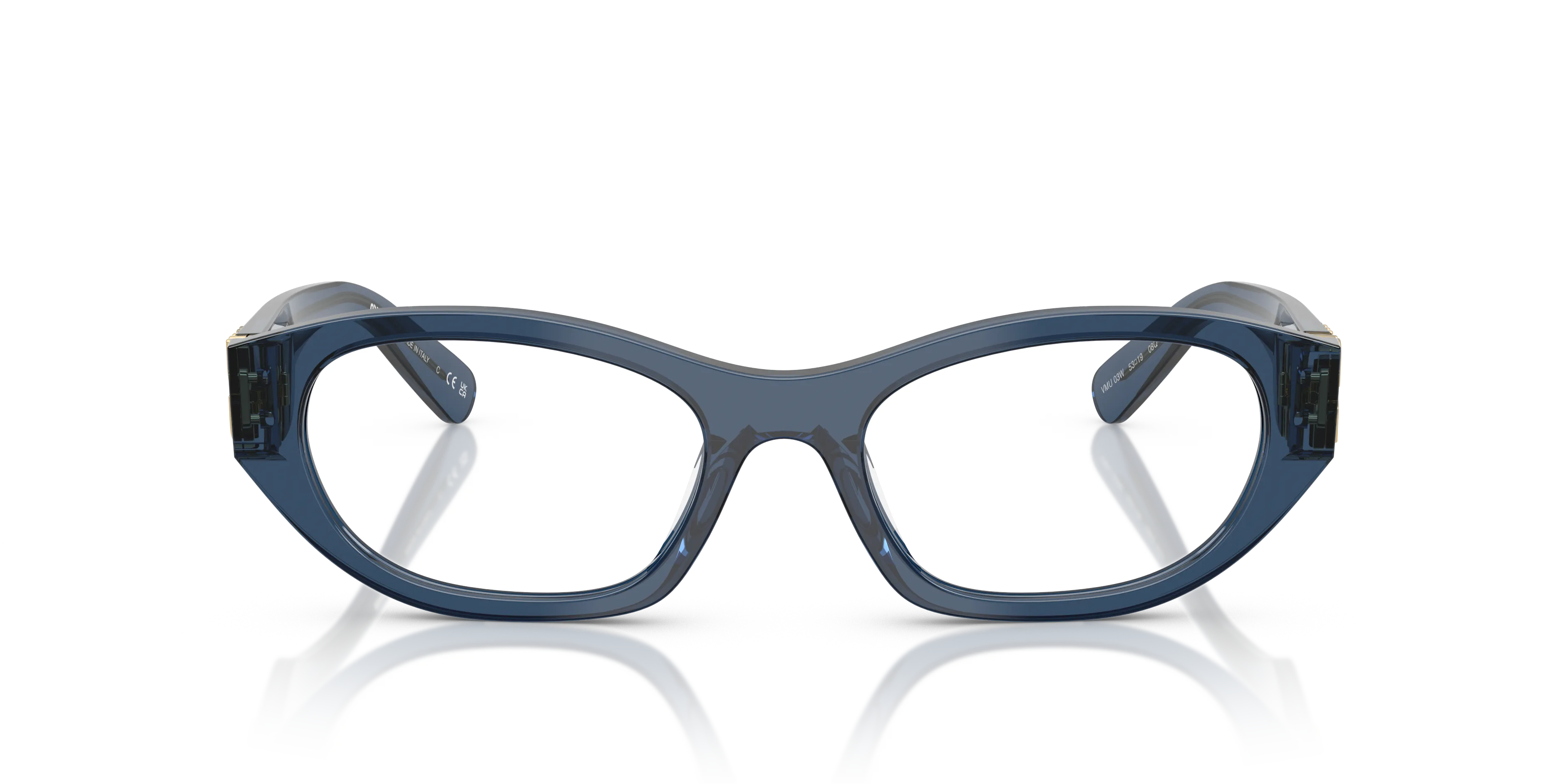 Miu Miu MU 03WV 08Q1O1 Montature da vista Acetato Blu Trasparente Geometrica Normale - immagine 3