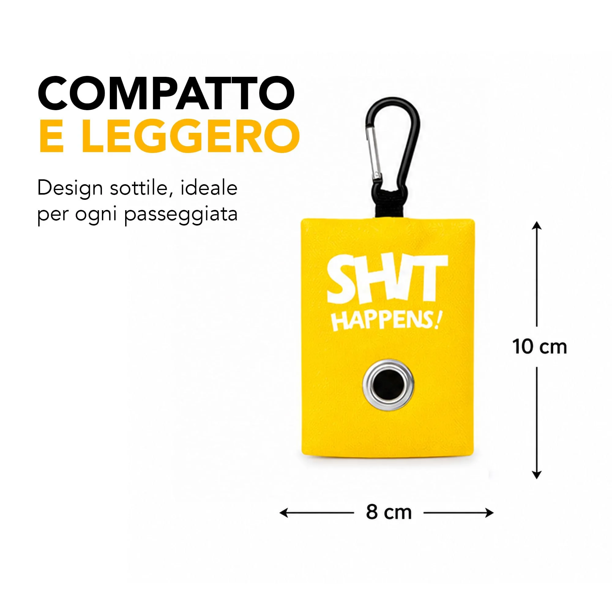 Portabustine feci cane, Dispenser per Sacchetti di Rifiuti per cani, per Guinzaglio, Porta Sacchetti per Rifiuti per Cani, con Clip in Metallo porta sacchetti cane da guinzaglio (Giallo) - immagine 3