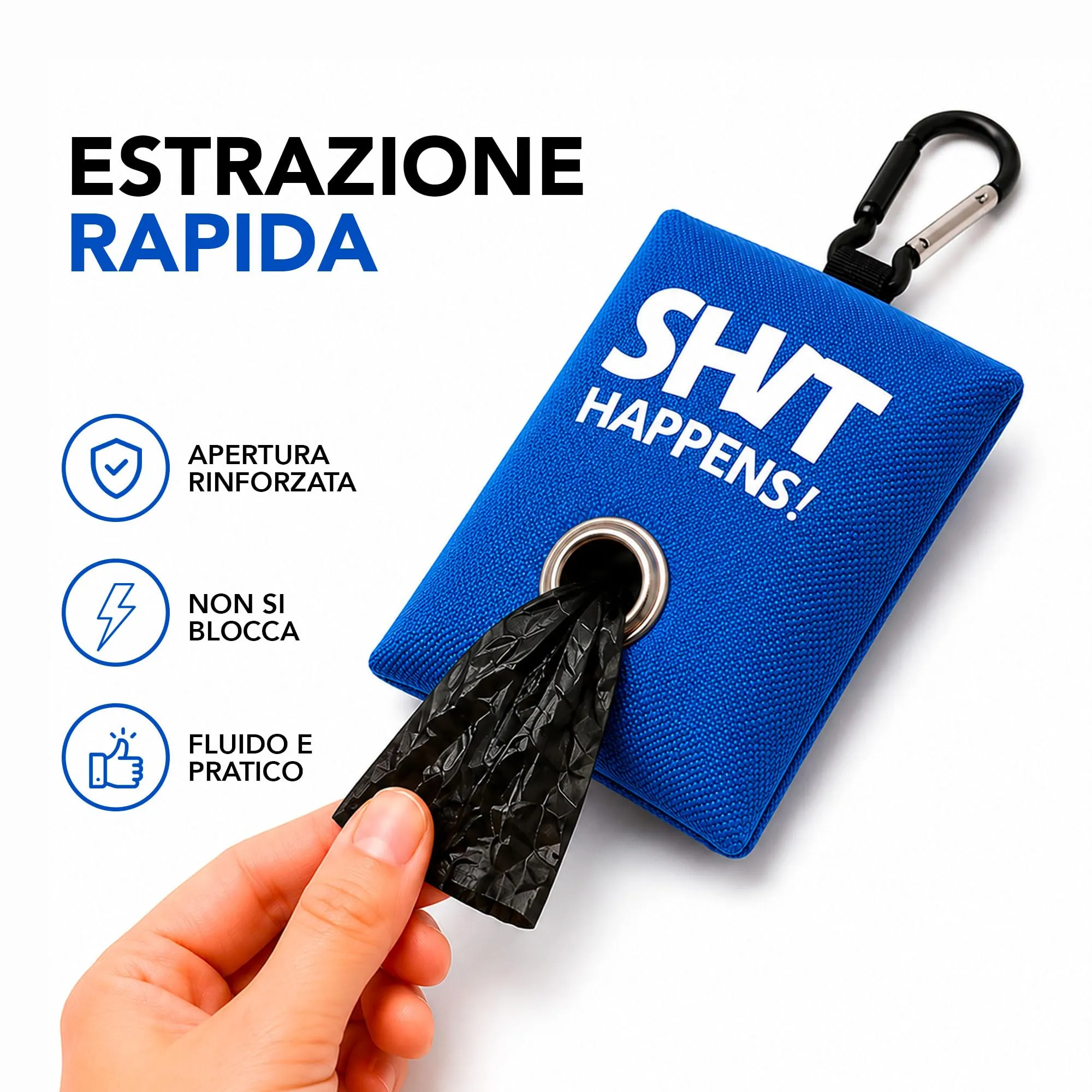 Portabustine feci cane, Dispenser per Sacchetti di Rifiuti per cani, per Guinzaglio, Porta Sacchetti per Rifiuti per Cani, con Clip in Metallo porta sacchetti cane da guinzaglio (Celeste) - immagine 4