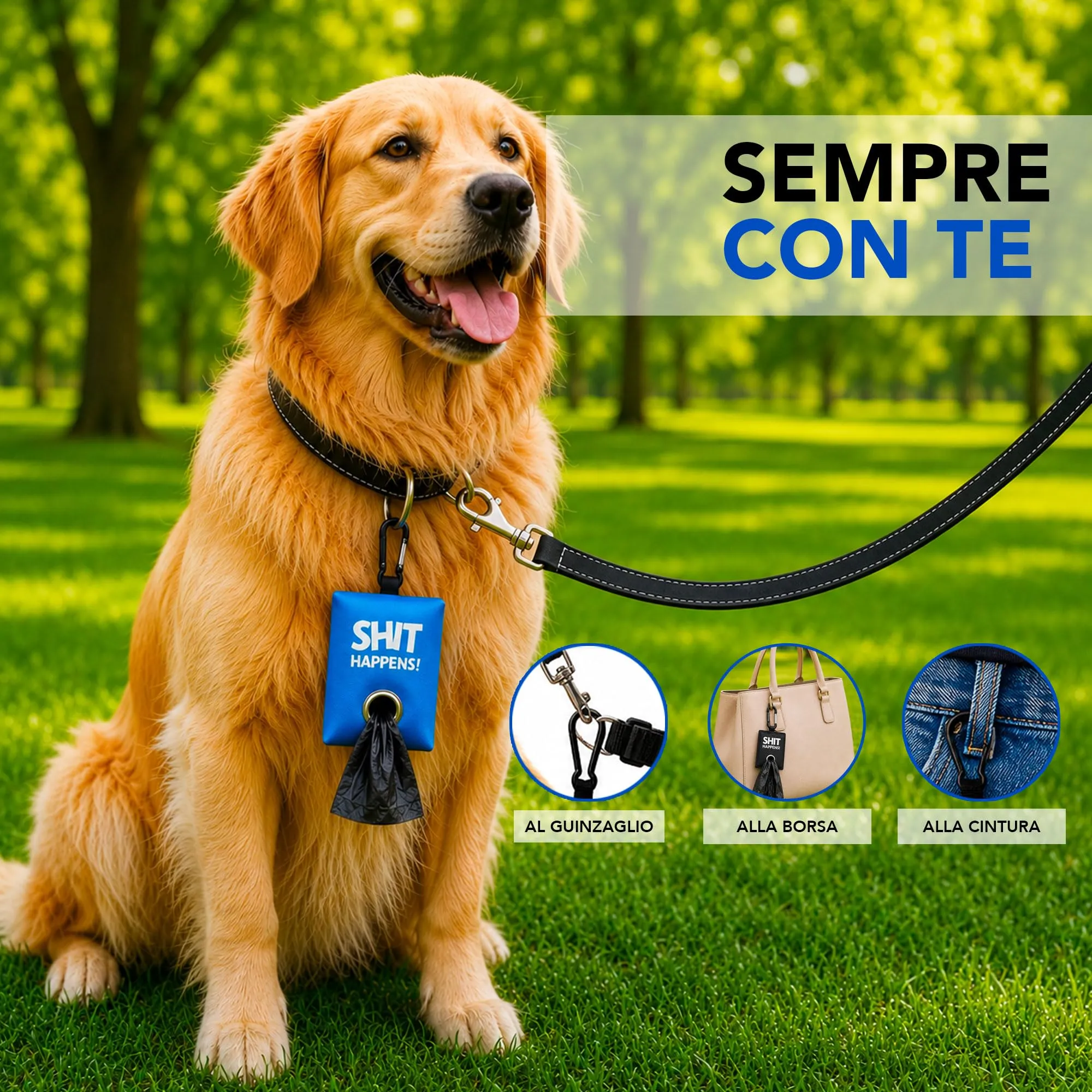 Portabustine feci cane, Dispenser per Sacchetti di Rifiuti per cani, per Guinzaglio, Porta Sacchetti per Rifiuti per Cani, con Clip in Metallo porta sacchetti cane da guinzaglio (Celeste) - immagine 5