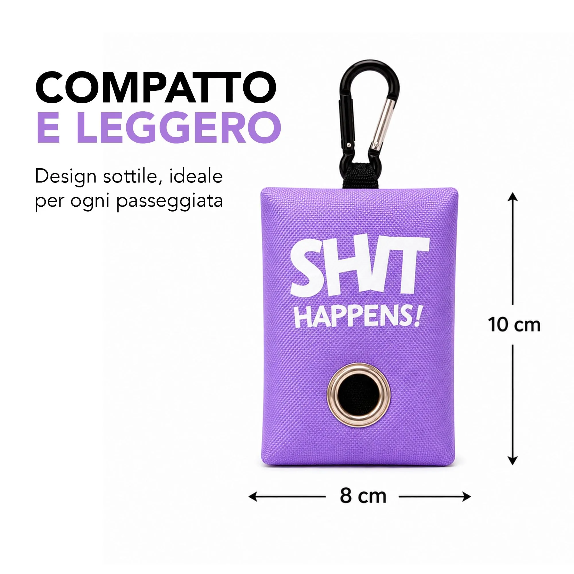 Portabustine feci cane, Dispenser per Sacchetti di Rifiuti per cani, per Guinzaglio, Porta Sacchetti per Rifiuti per Cani, con Clip in Metallo porta sacchetti cane da guinzaglio (Viola) - immagine 3
