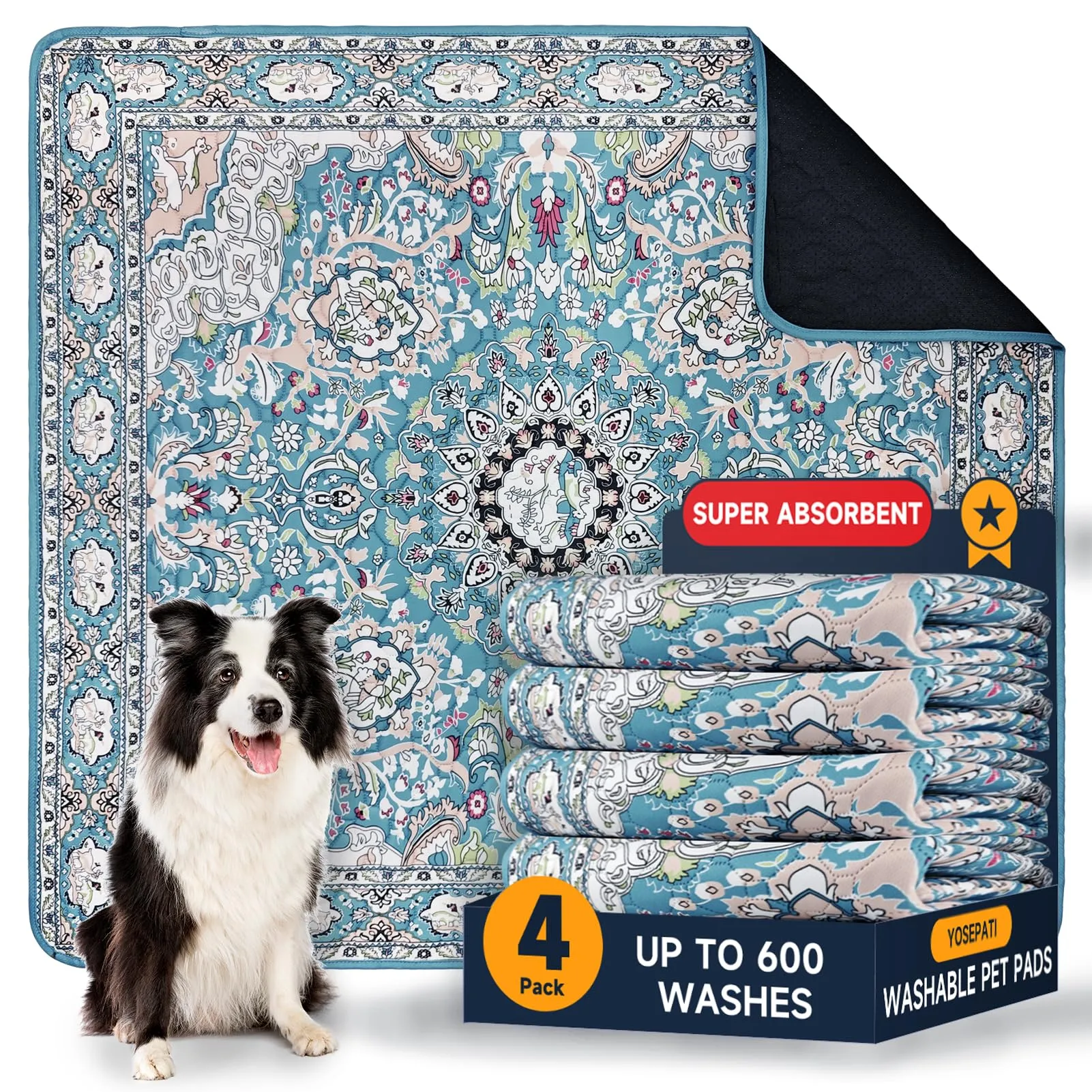 Tappetini lavabili per cani, 4 tappetini per cuccioli con feromoni,60x45cm - immagine 1