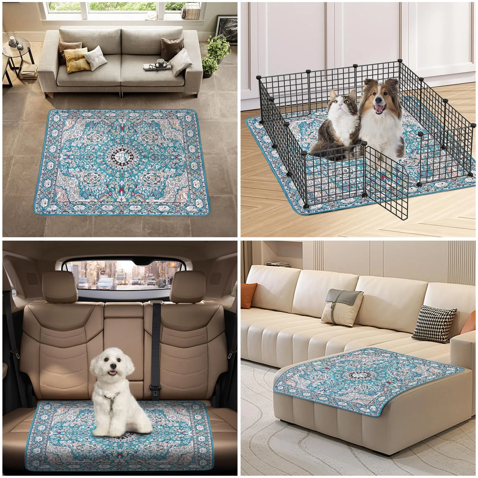 Tappetini lavabili per cani, 4 tappetini per cuccioli con feromoni,60x45cm - immagine 6