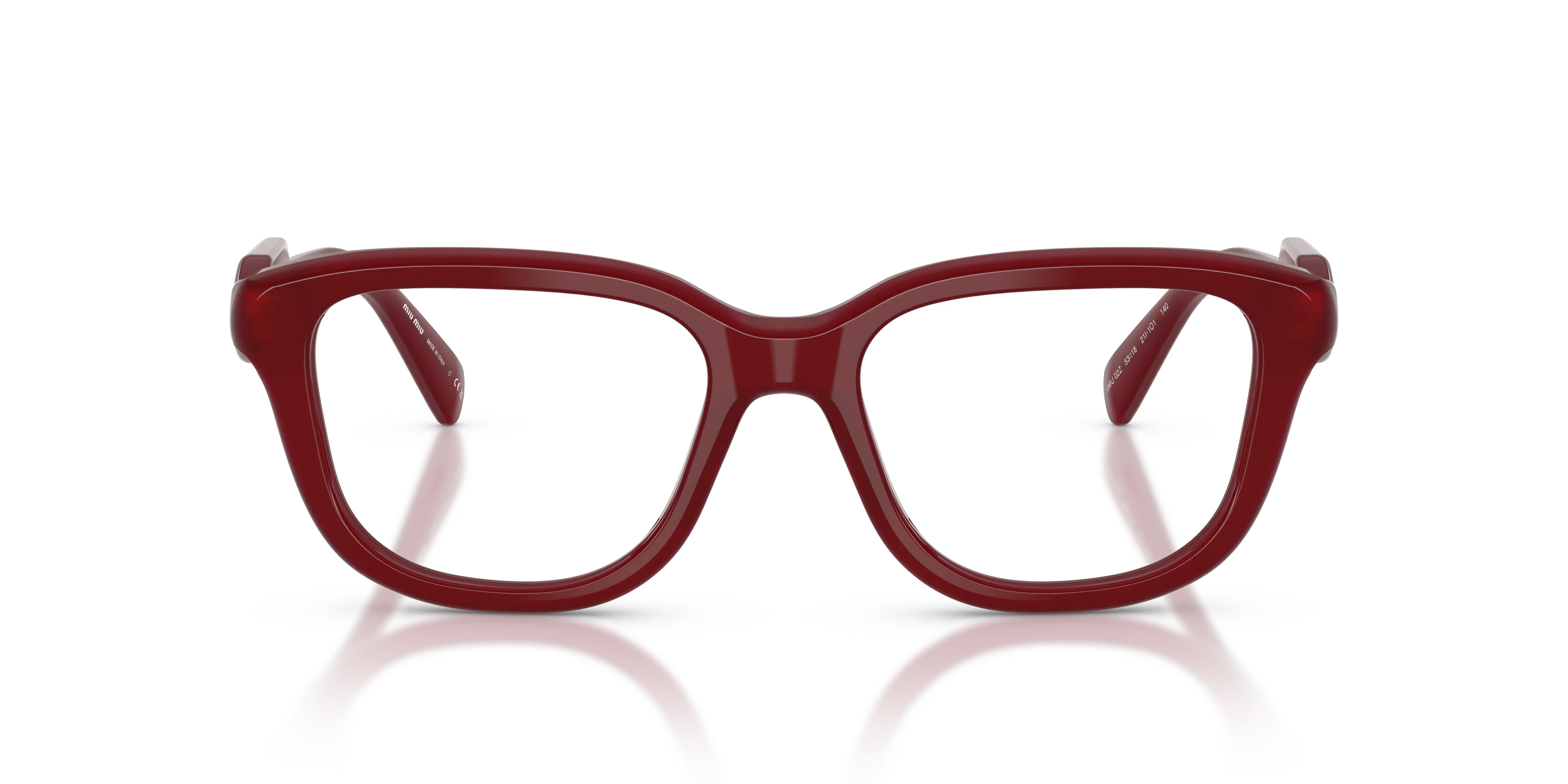 Miu Miu MU 02ZV 21I1O1 Montature da vista Acetato Rosso Trasparente Squadrata Normale - immagine 3