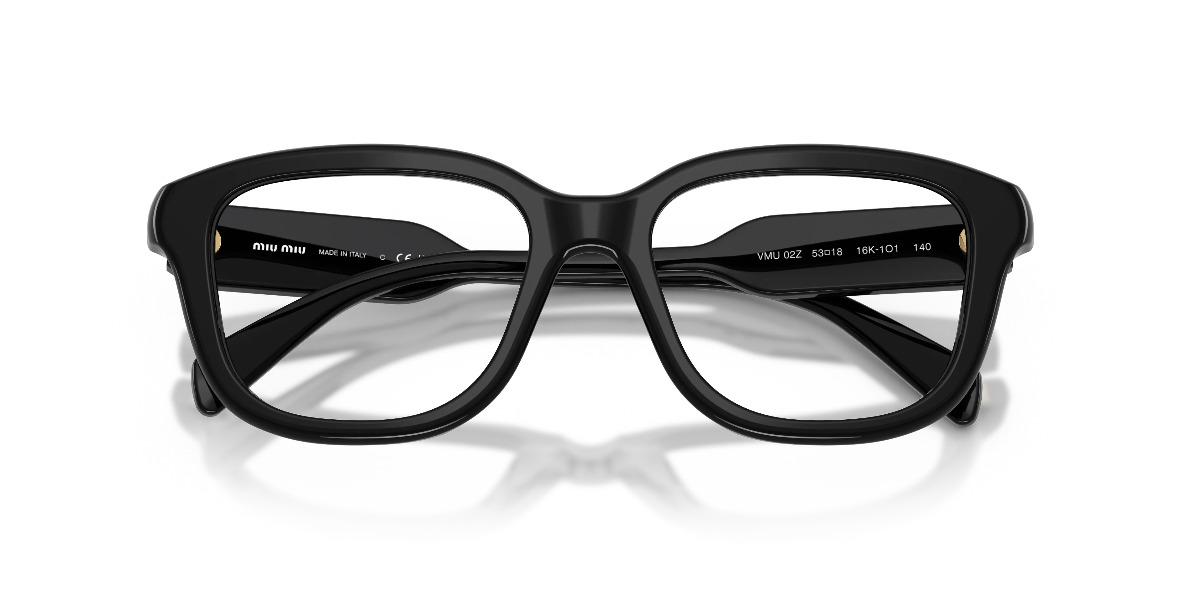 Miu Miu MU 02ZV 16K1O1 Montature da vista Acetato Nero Trasparente Squadrata Normale - immagine 2