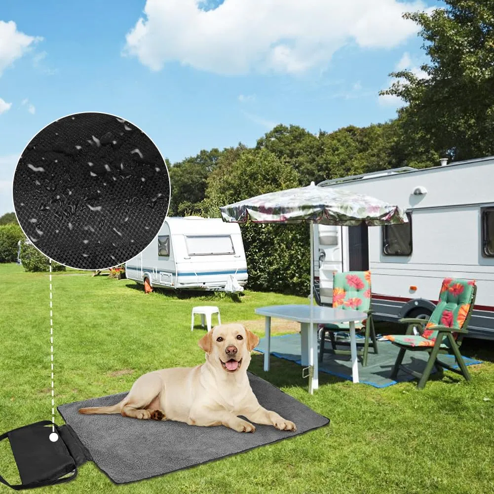 Adiwo Tappeto per Cane,100 x 70 cm Coperta Impermeabile per Cani con Borsa Portaoggetti, Tappetino Coperta per Animali Domestici da Esterno Pieghevole, per Cani Cucciolo Gatto Interno Esterne(Nero) - immagine 2