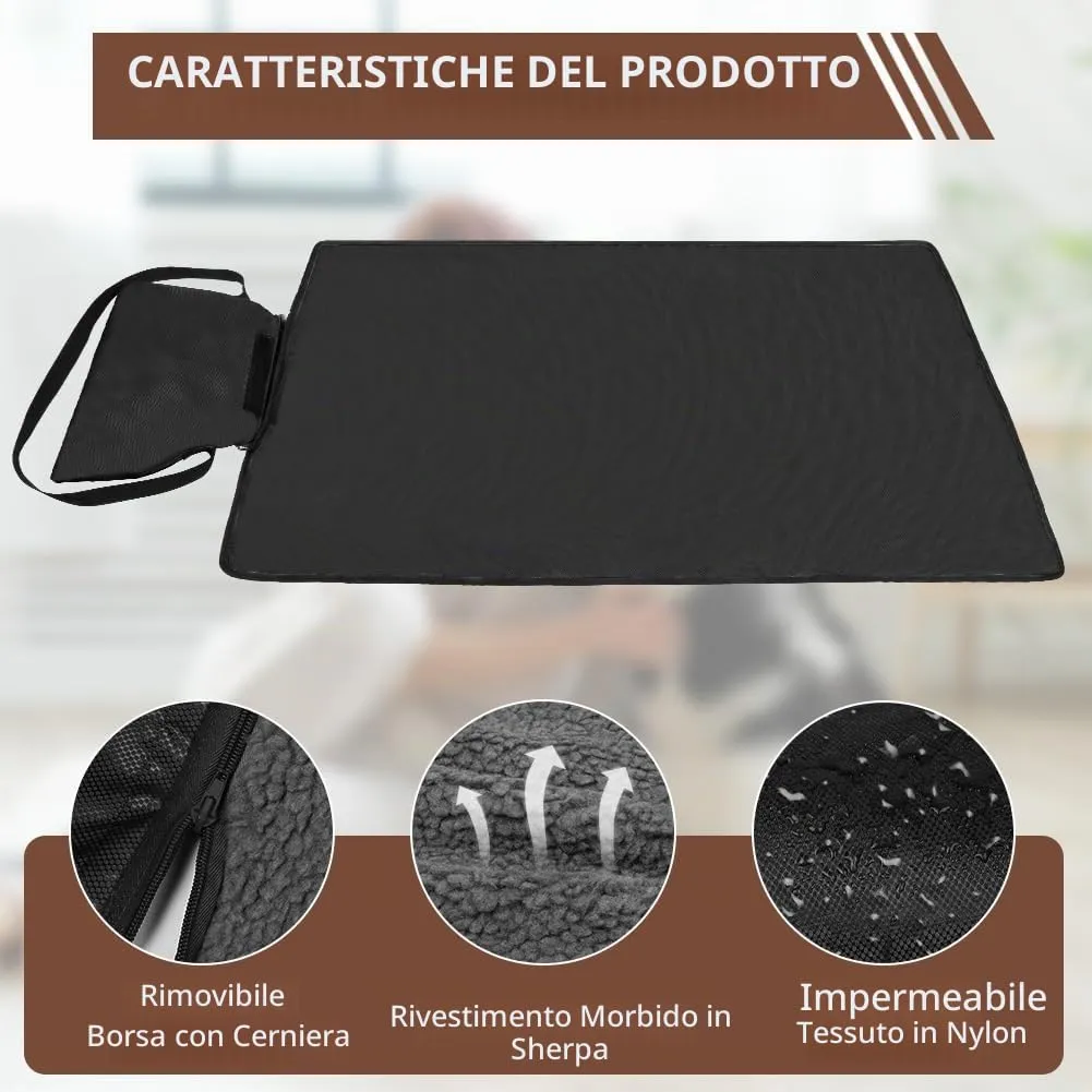 Adiwo Tappeto per Cane,100 x 70 cm Coperta Impermeabile per Cani con Borsa Portaoggetti, Tappetino Coperta per Animali Domestici da Esterno Pieghevole, per Cani Cucciolo Gatto Interno Esterne(Nero) - immagine 4