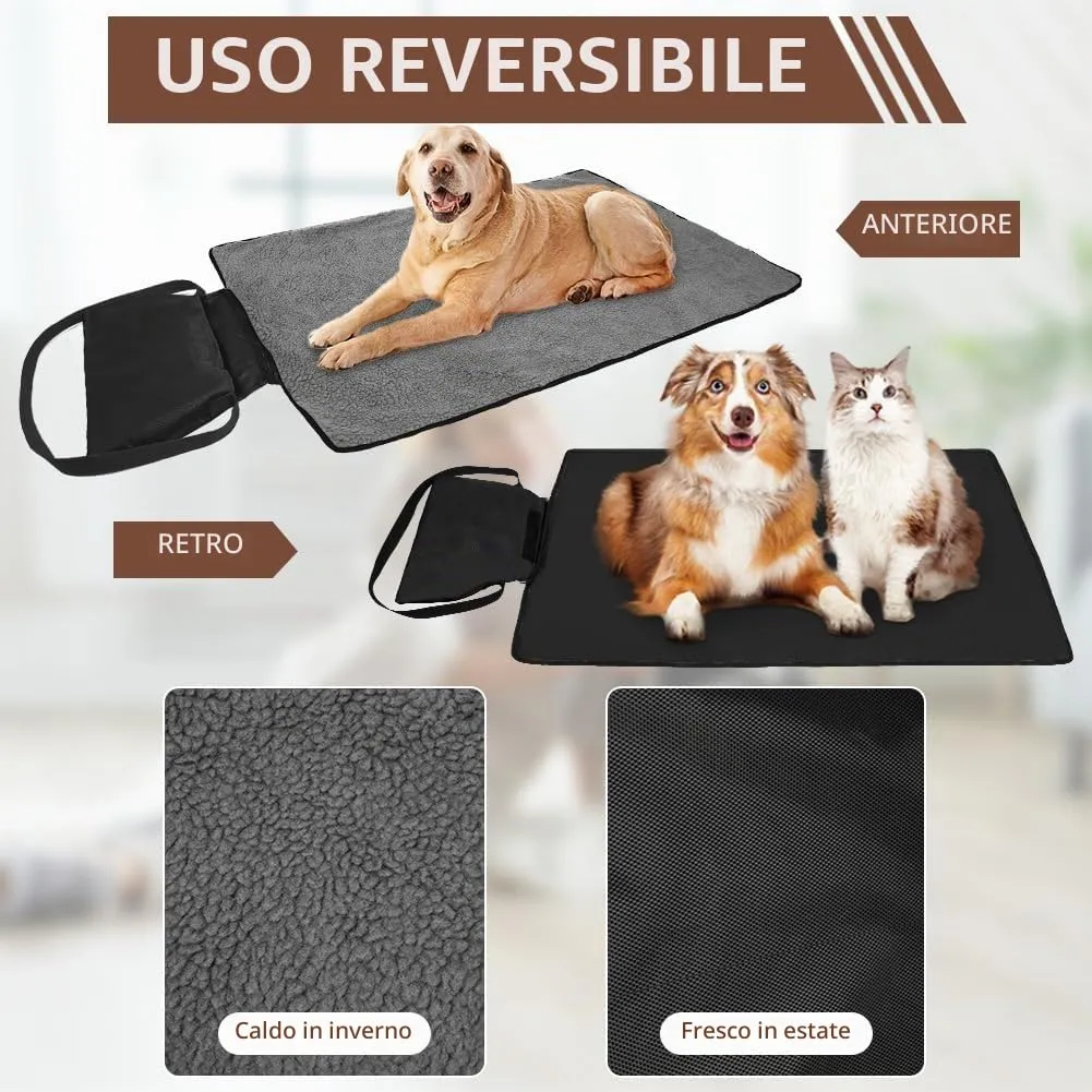 Adiwo Tappeto per Cane,100 x 70 cm Coperta Impermeabile per Cani con Borsa Portaoggetti, Tappetino Coperta per Animali Domestici da Esterno Pieghevole, per Cani Cucciolo Gatto Interno Esterne(Nero) - immagine 5