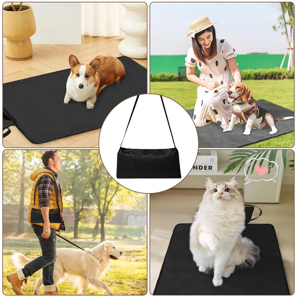 Adiwo Tappeto per Cane,100 x 70 cm Coperta Impermeabile per Cani con Borsa Portaoggetti, Tappetino Coperta per Animali Domestici da Esterno Pieghevole, per Cani Cucciolo Gatto Interno Esterne(Nero) - immagine 8