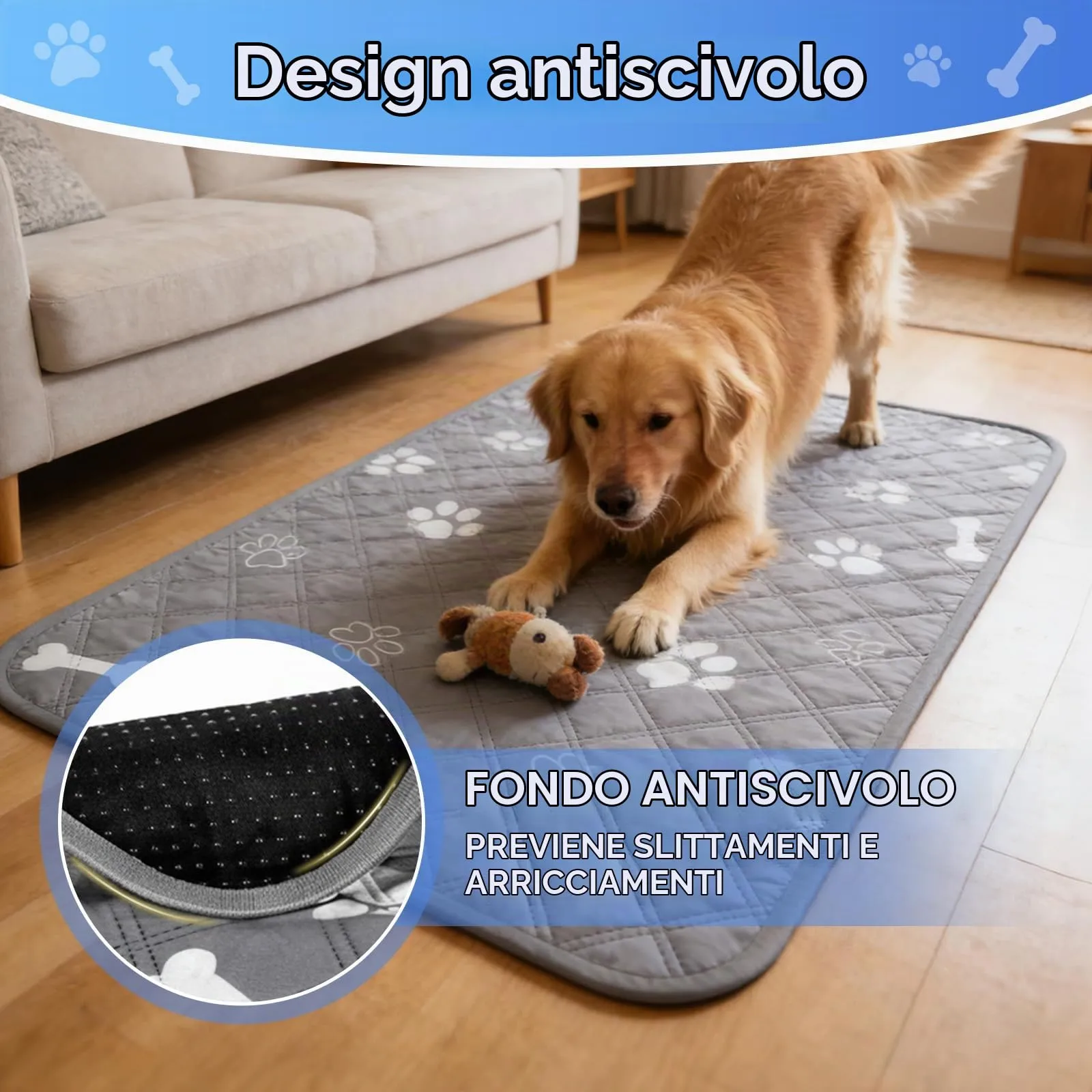 AMFUN 2 Pezzi Tappetini Lavabili per Cani, 60 x 90 cm Tappetino Lavabile per Animali Domestici, Riutilizzabile, Assorbente, Ideale per Cani, Gatti, Conigli Porcellini d'India - immagine 5