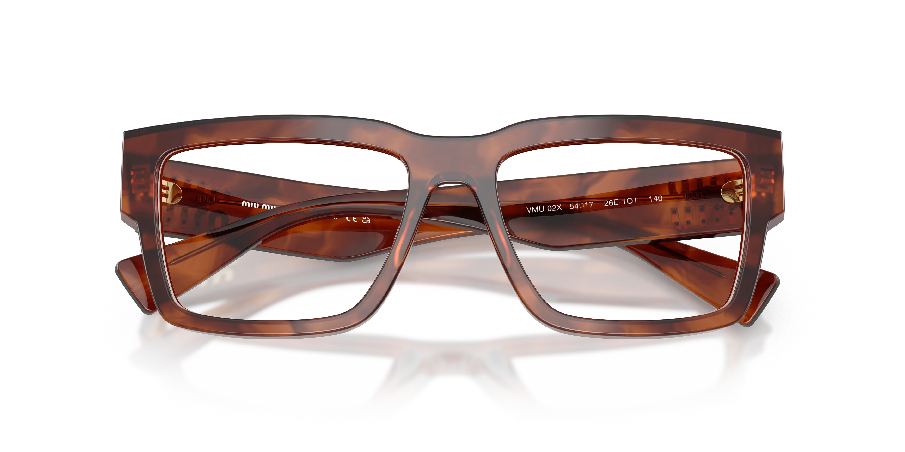 Miu Miu MU 02XV 26E1O1 Montature da vista Acetato Marrone Trasparente Squadrata Normale - immagine 2